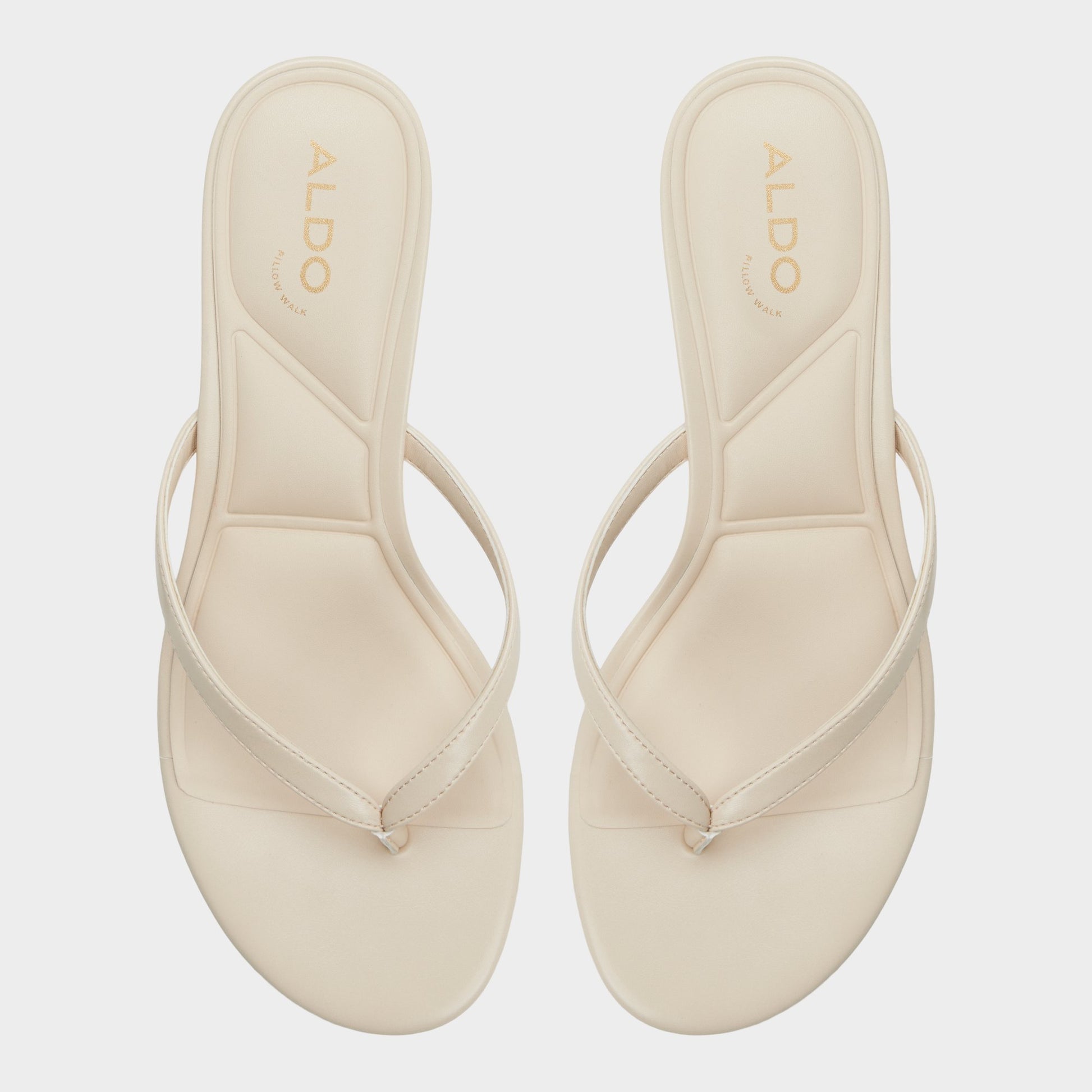Top-down view of the Cream Lift Heeled flip flop