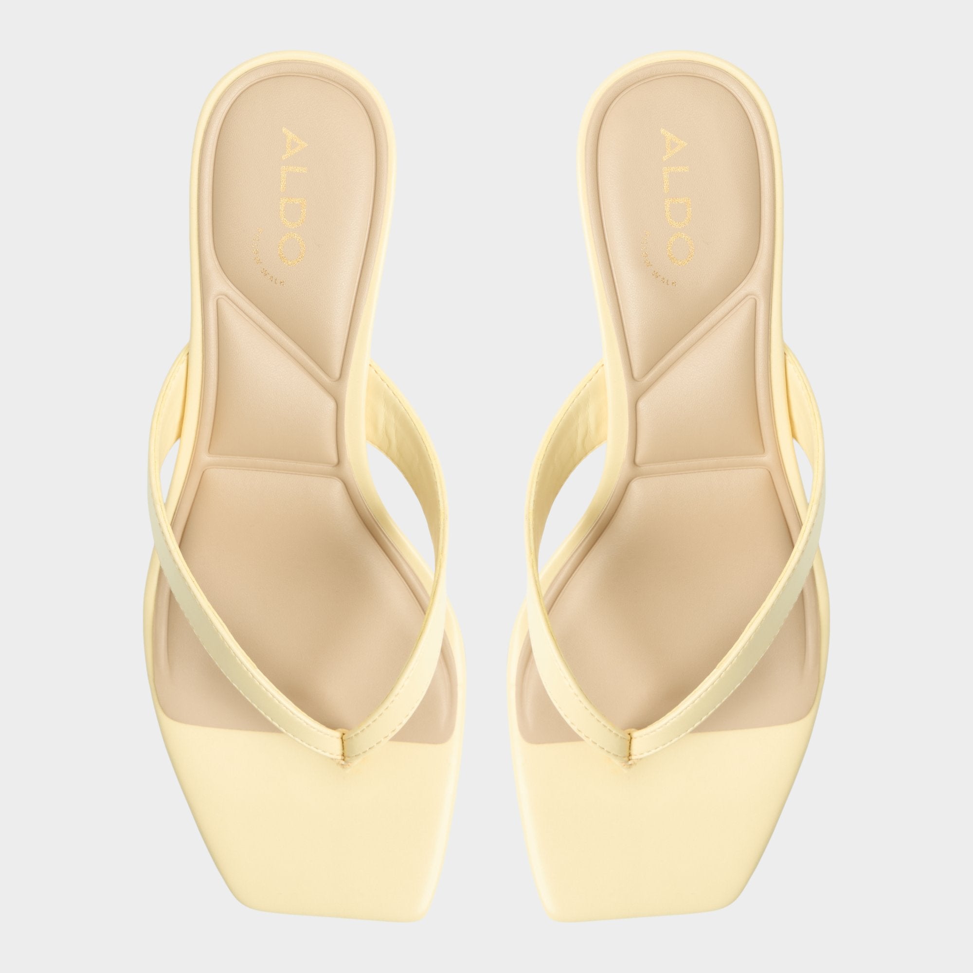 Hazy – Women Light yellow Block heeled thong sandal - ALDO