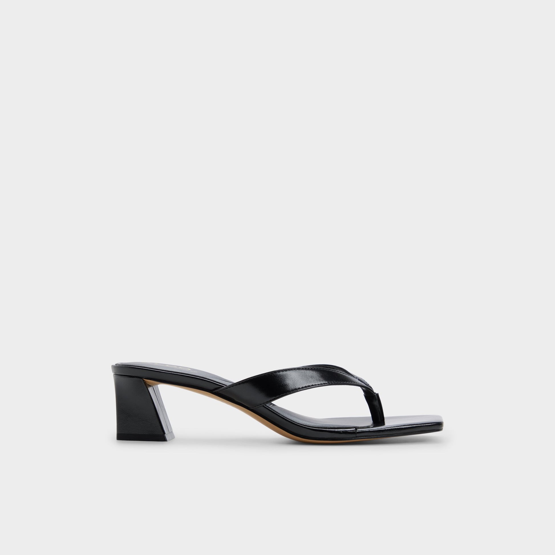 Main View of Black Hazy Block heeled thong sandal for Womens