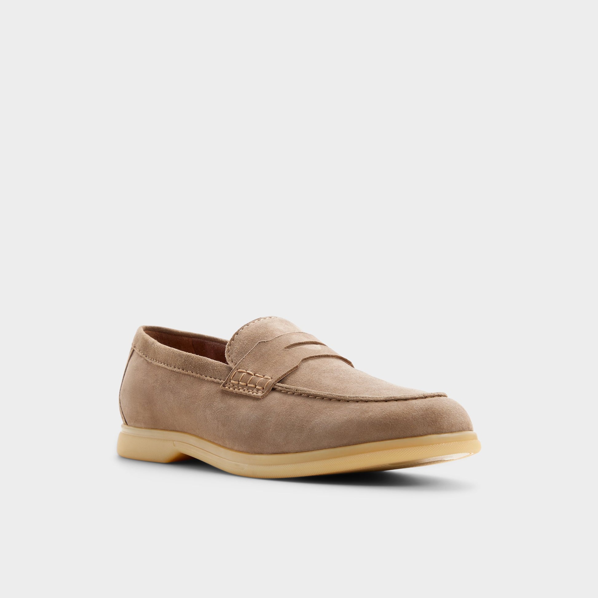 Three-quarter angle of Taupe Ecko Slip-on's front side