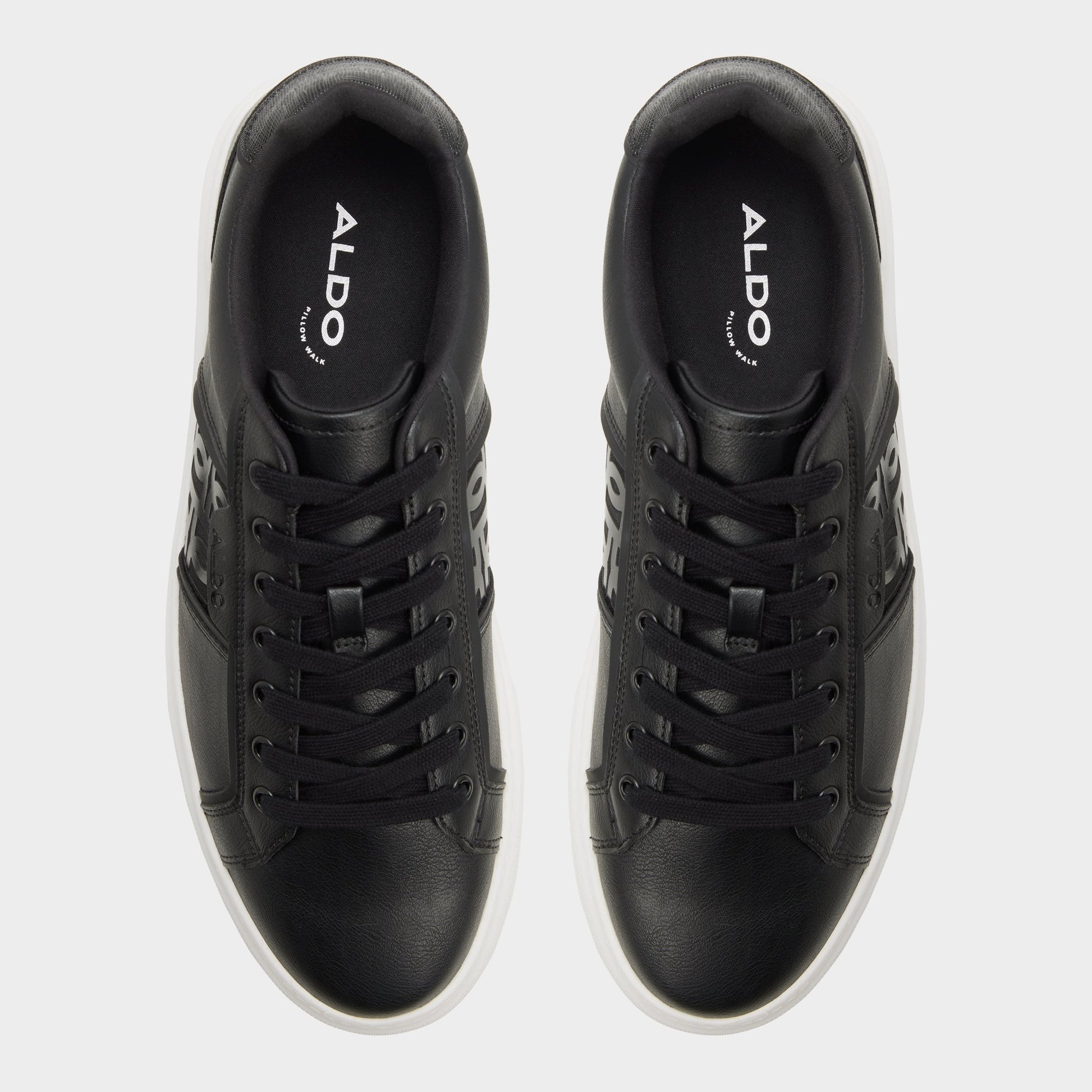 Top-down view of the Black combo Courtline Low top sneaker