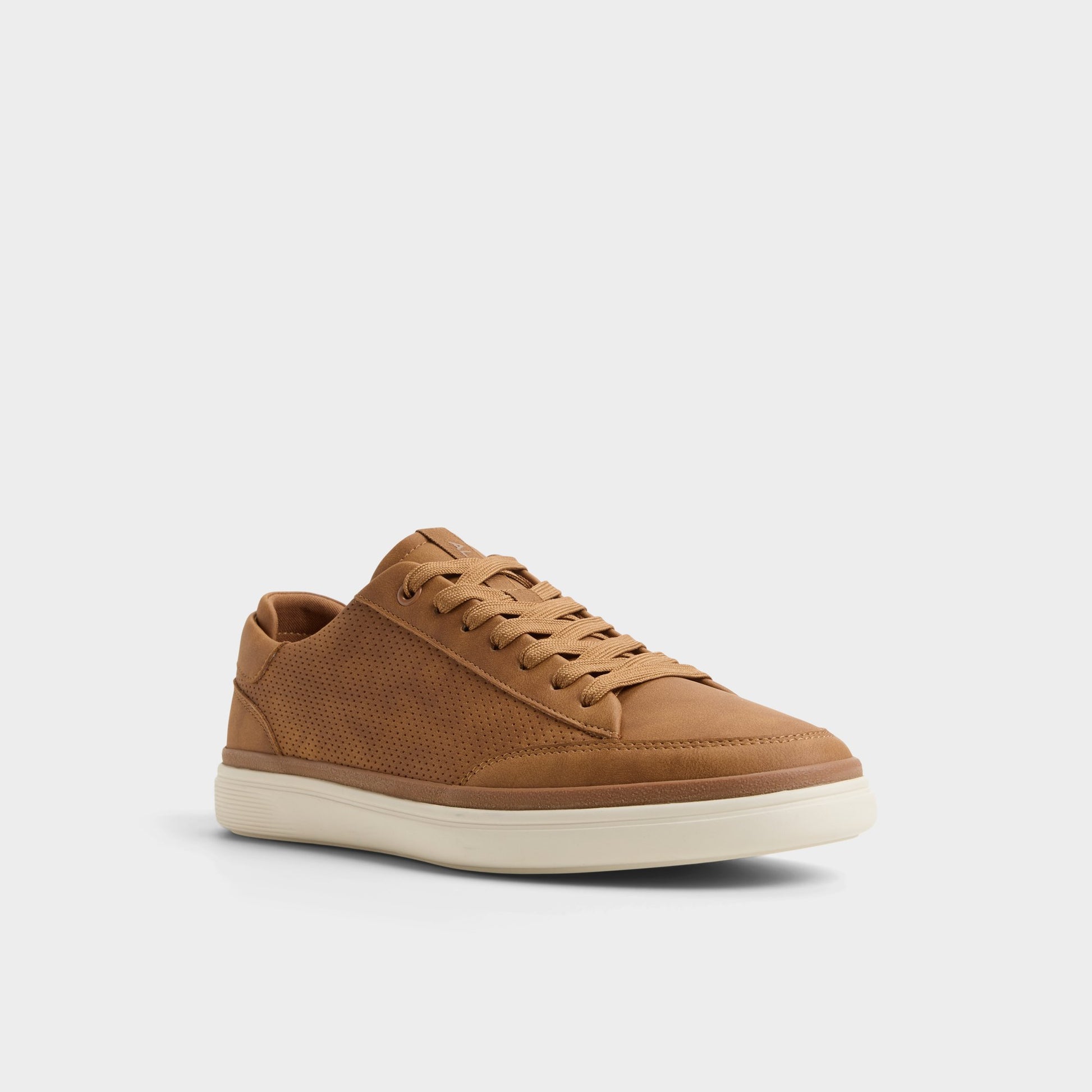 Three-quarter angle of Brown Stepup Low top sneaker's front side