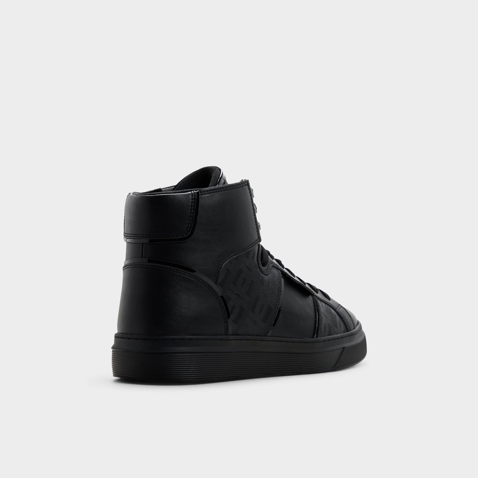 Three-quarter angle of Black Jenner High top sneaker's back side