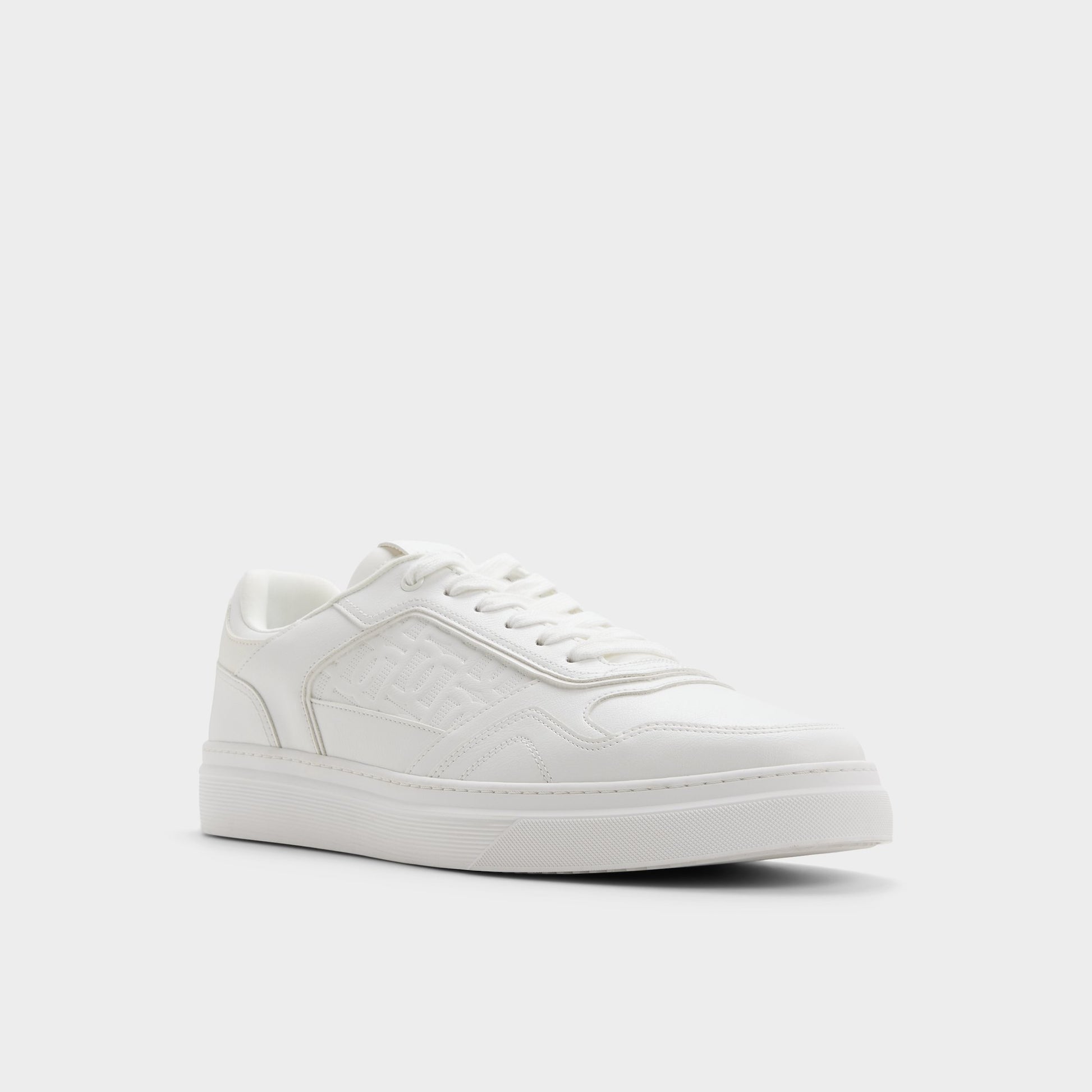 Three-quarter angle of White Desmond Low top sneaker's front side