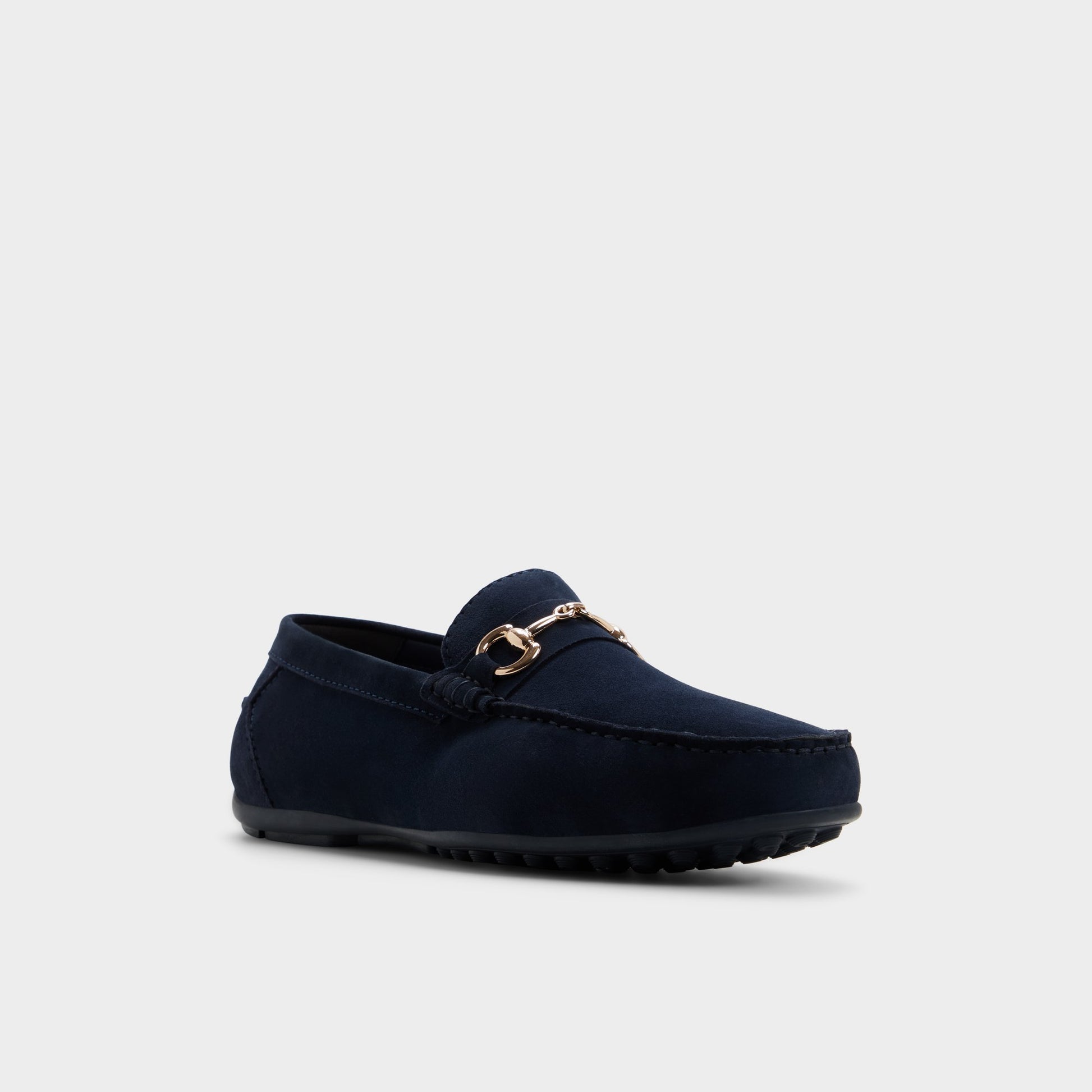 Three-quarter angle of Navy Sudano Slip-on's front side