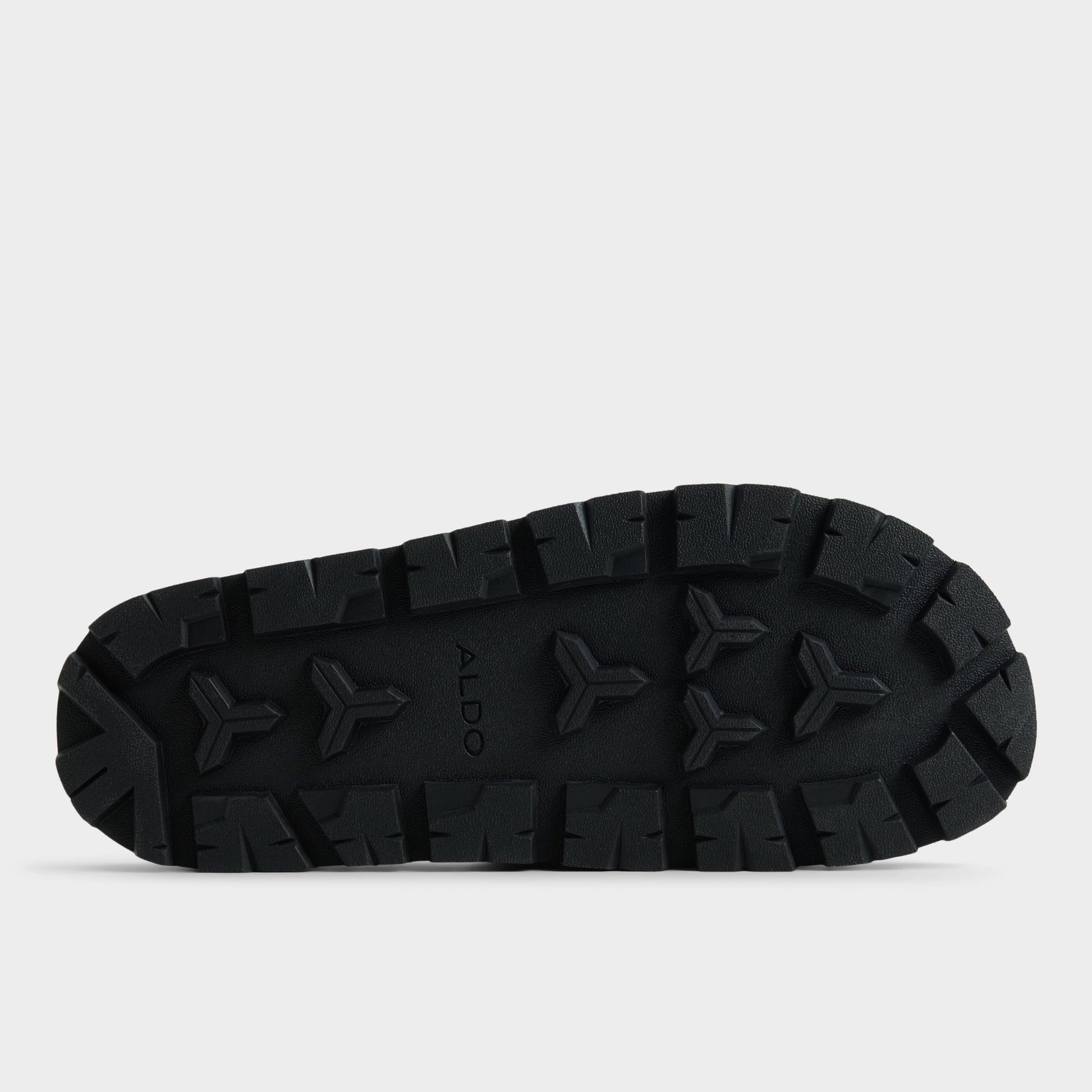 View of Open black Orian Slide sandal's sole