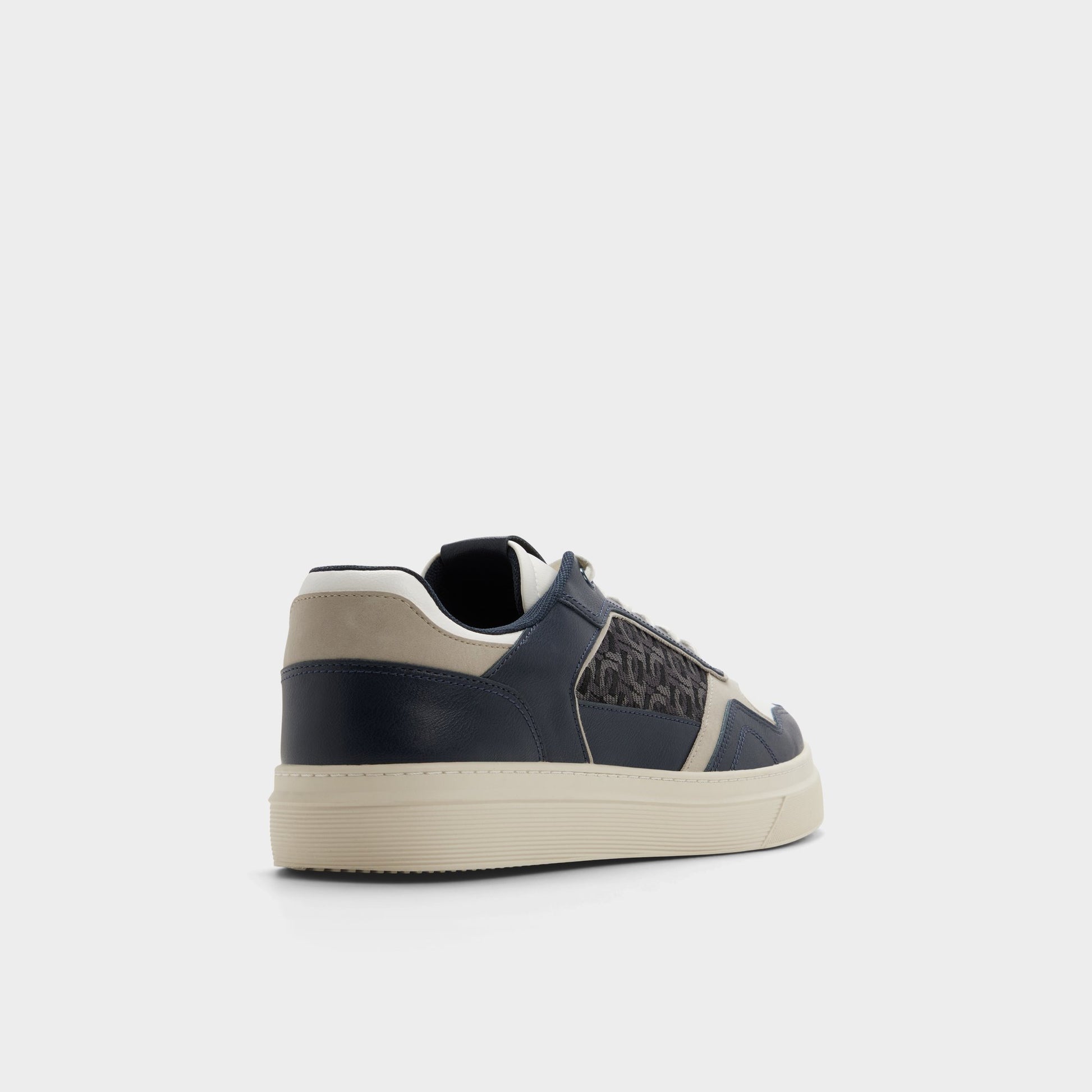 Three-quarter angle of Navy Desmond Low top sneaker's back side