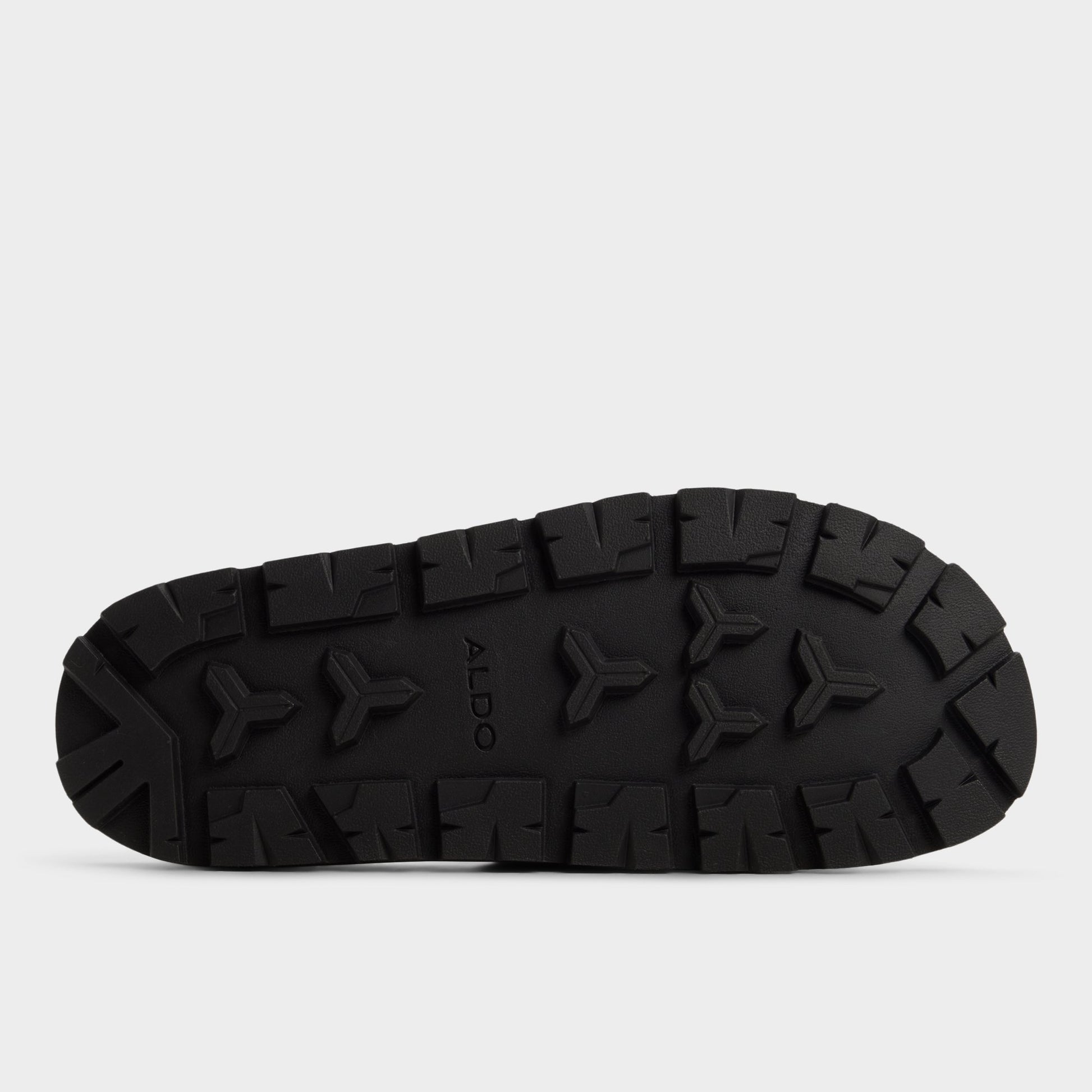 View of Black Orian Slide sandal's sole