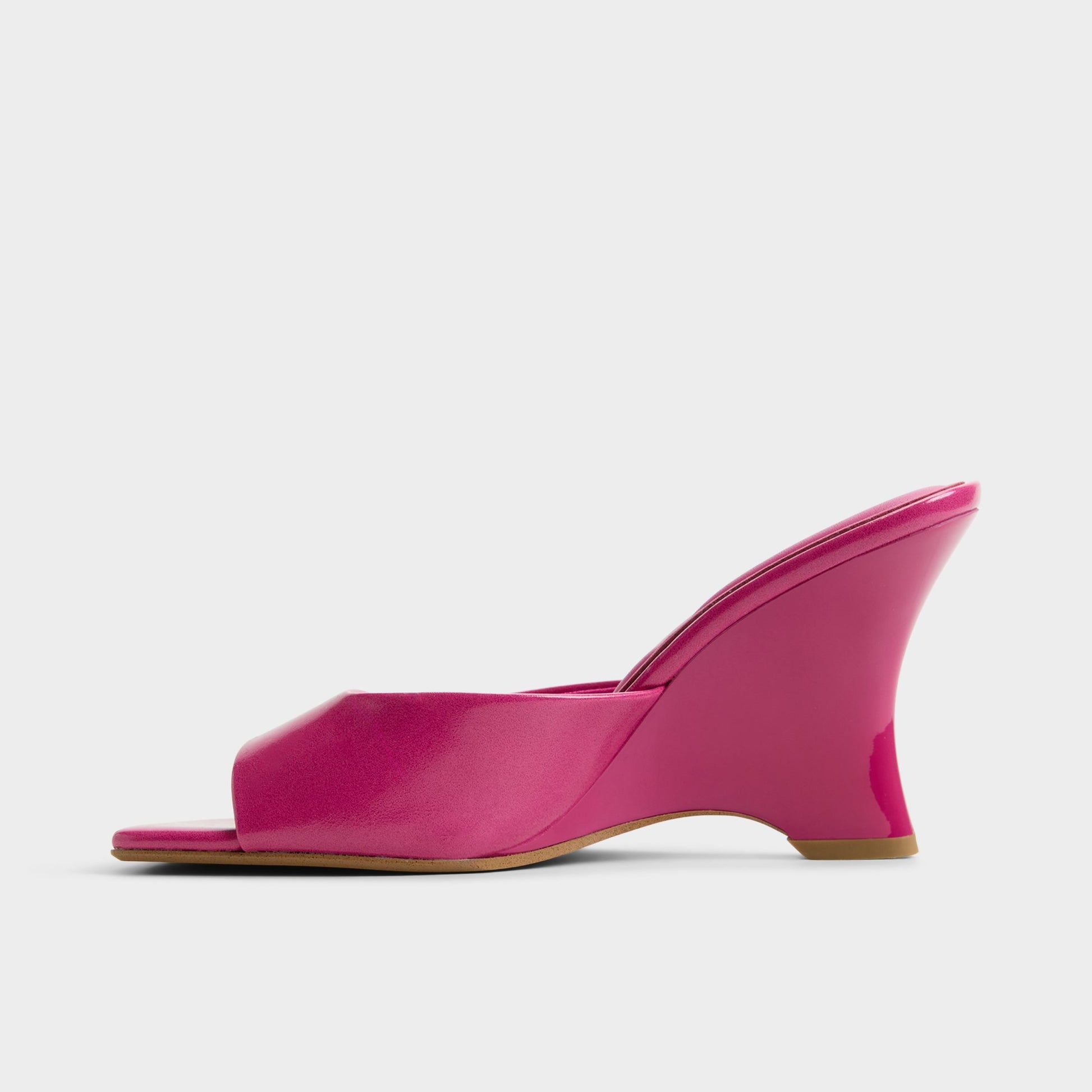 Side view of Dark pink Luminae Wedge sandal