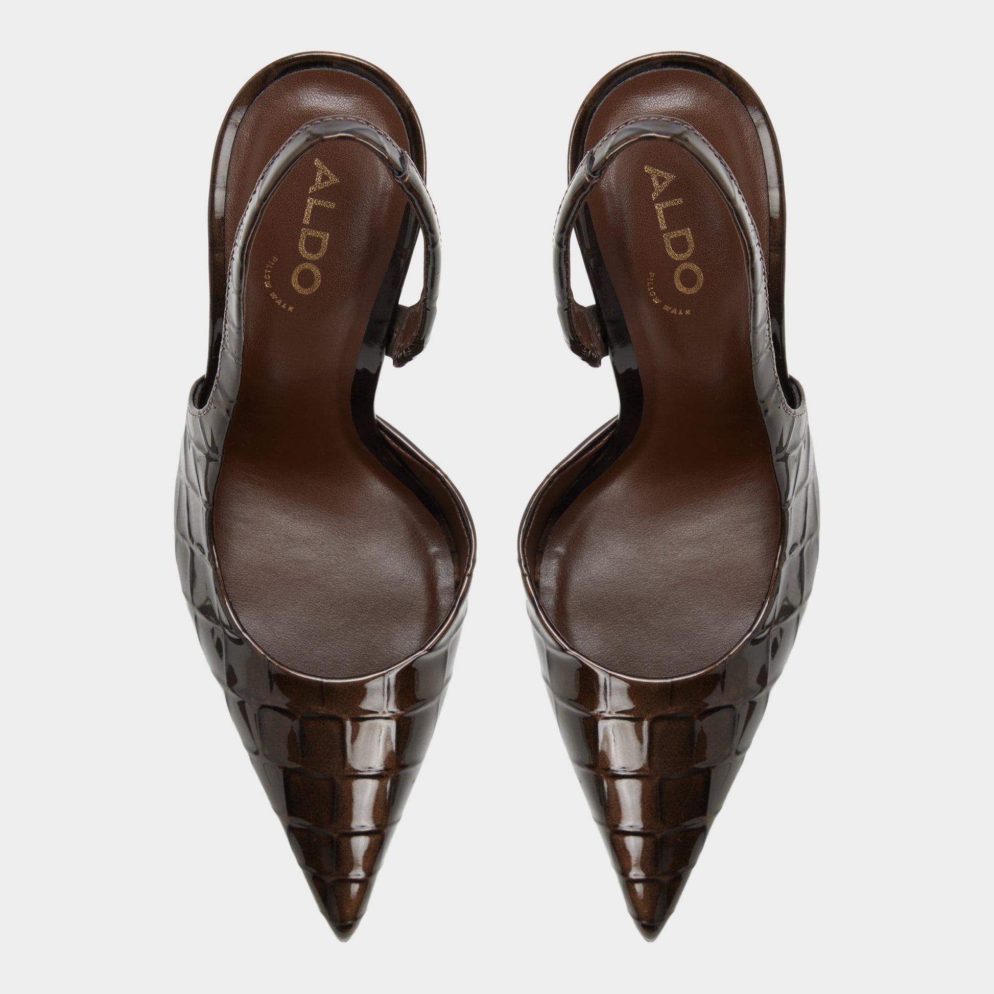 Top-down view of the Dark brown Dorsaysling Sling back high heel