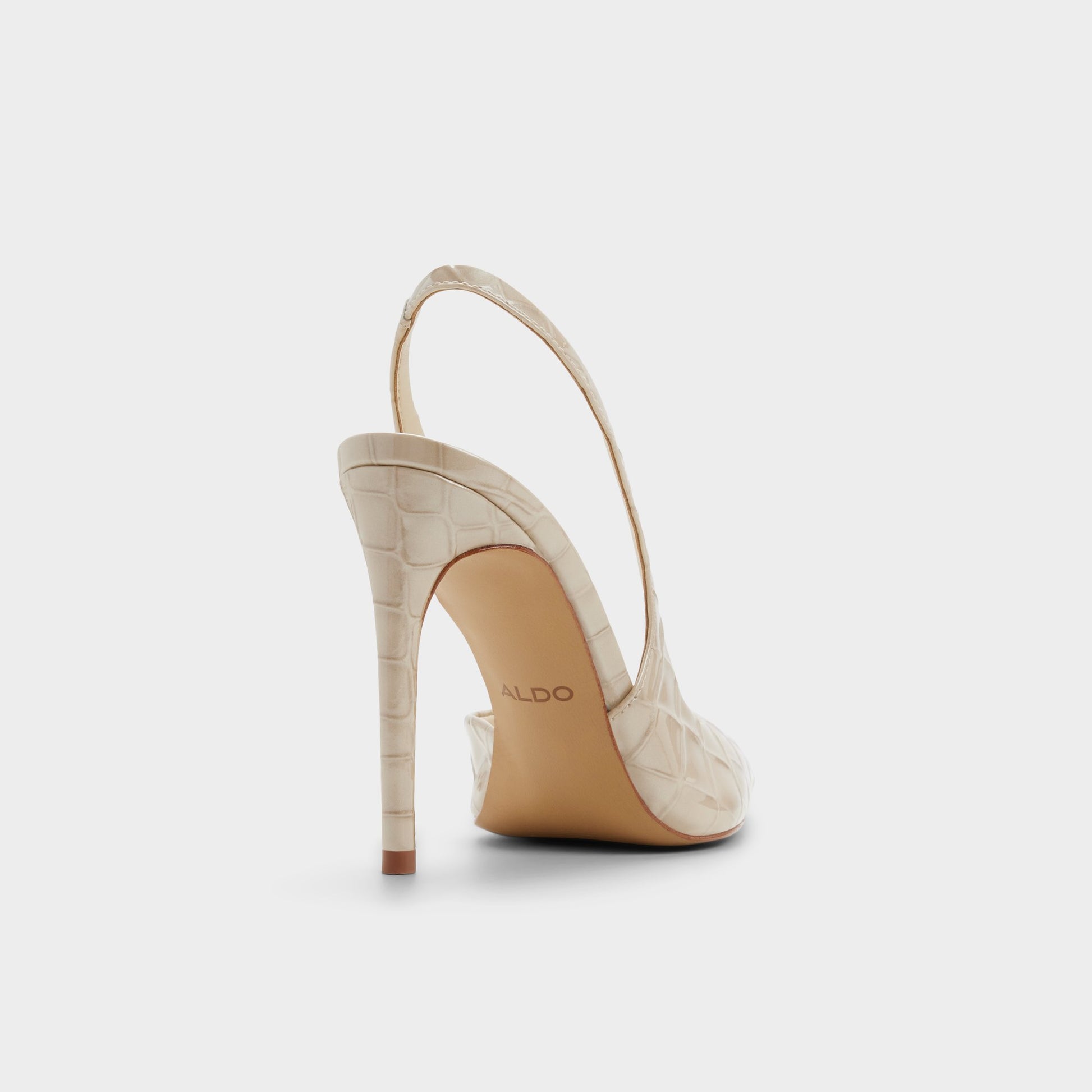 Three-quarter angle of Cream Dorsaysling Sling back high heel's back side