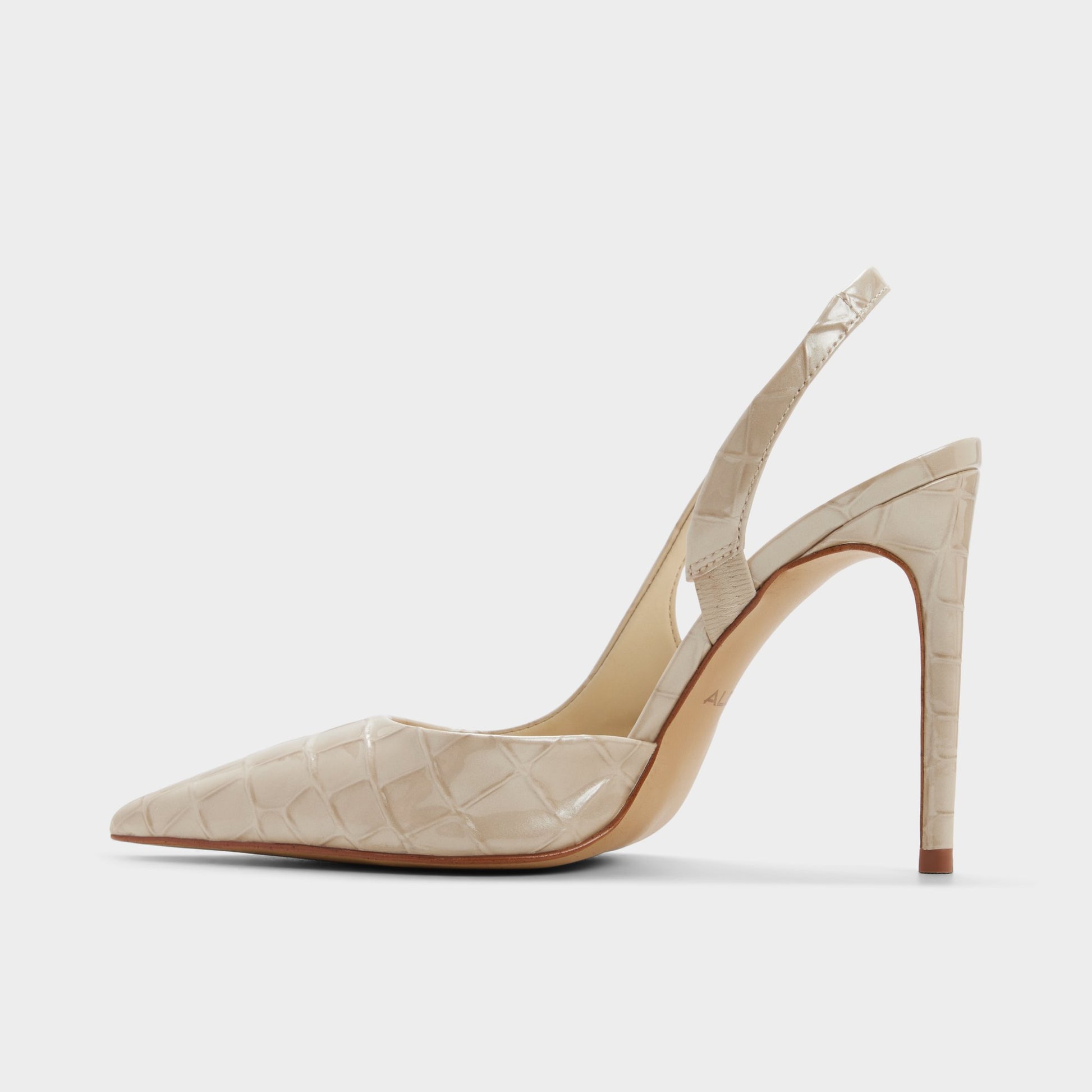 Side view of Cream Dorsaysling Sling back high heel