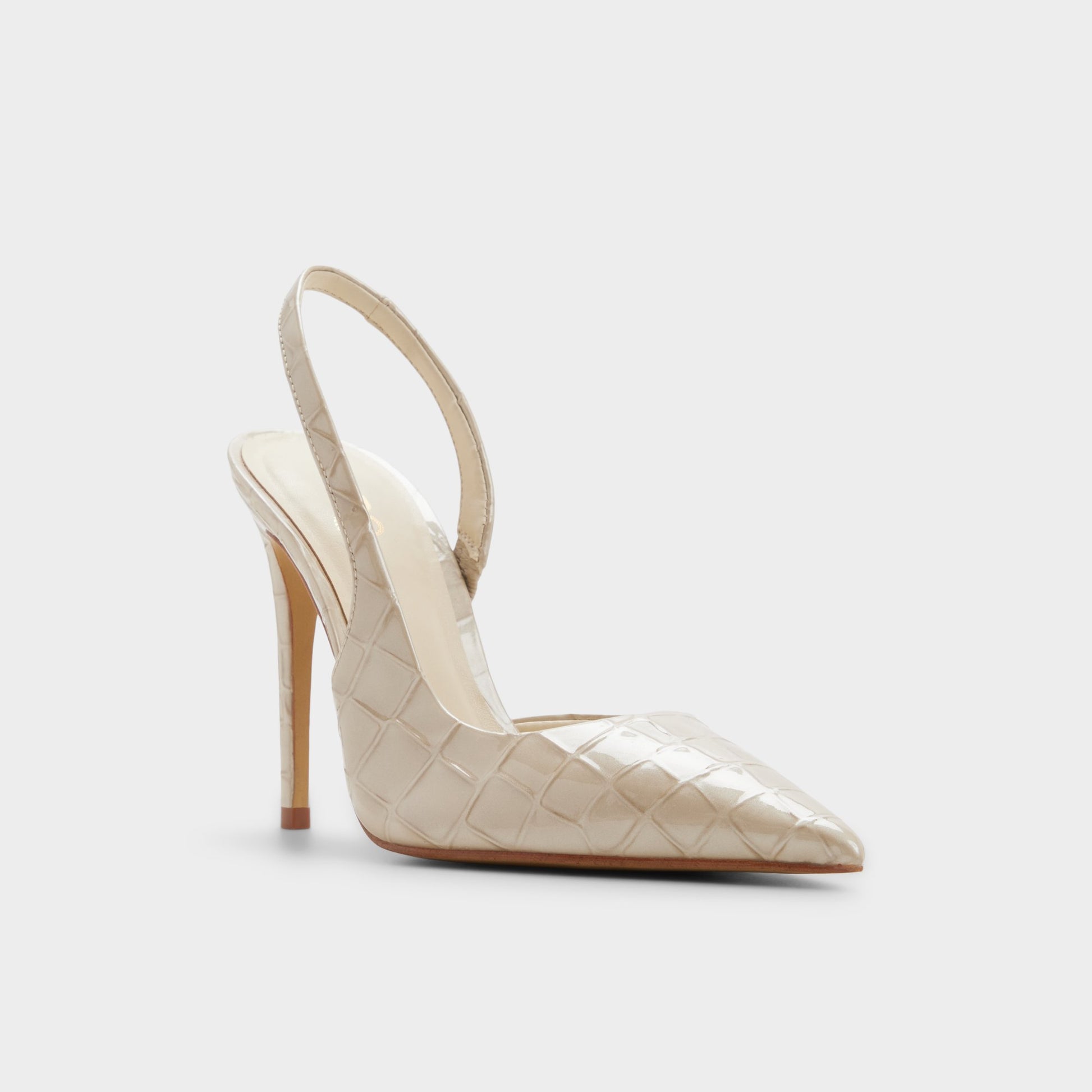 Three-quarter angle of Cream Dorsaysling Sling back high heel's front side