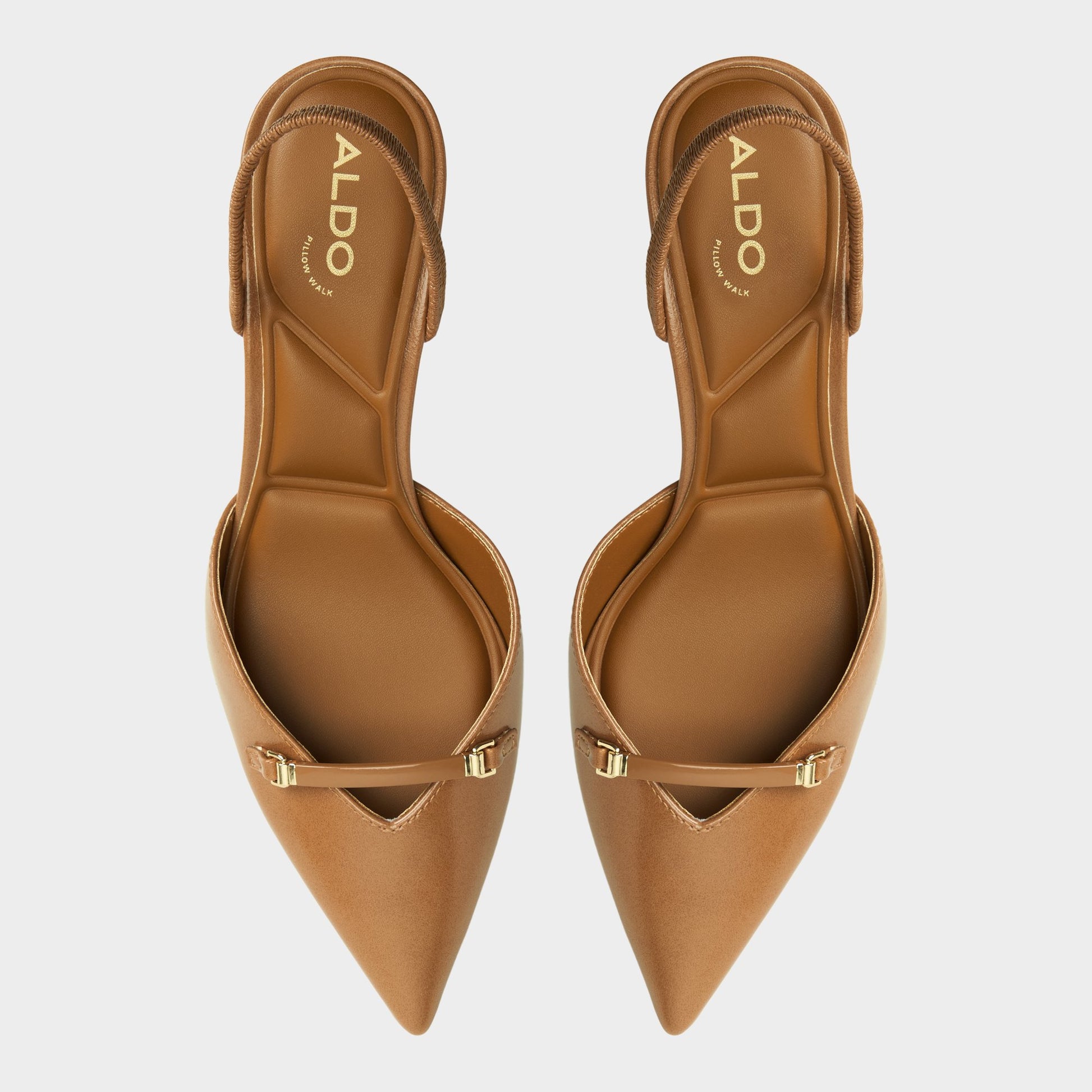 Top-down view of the Tan Nailah Sling back high heel
