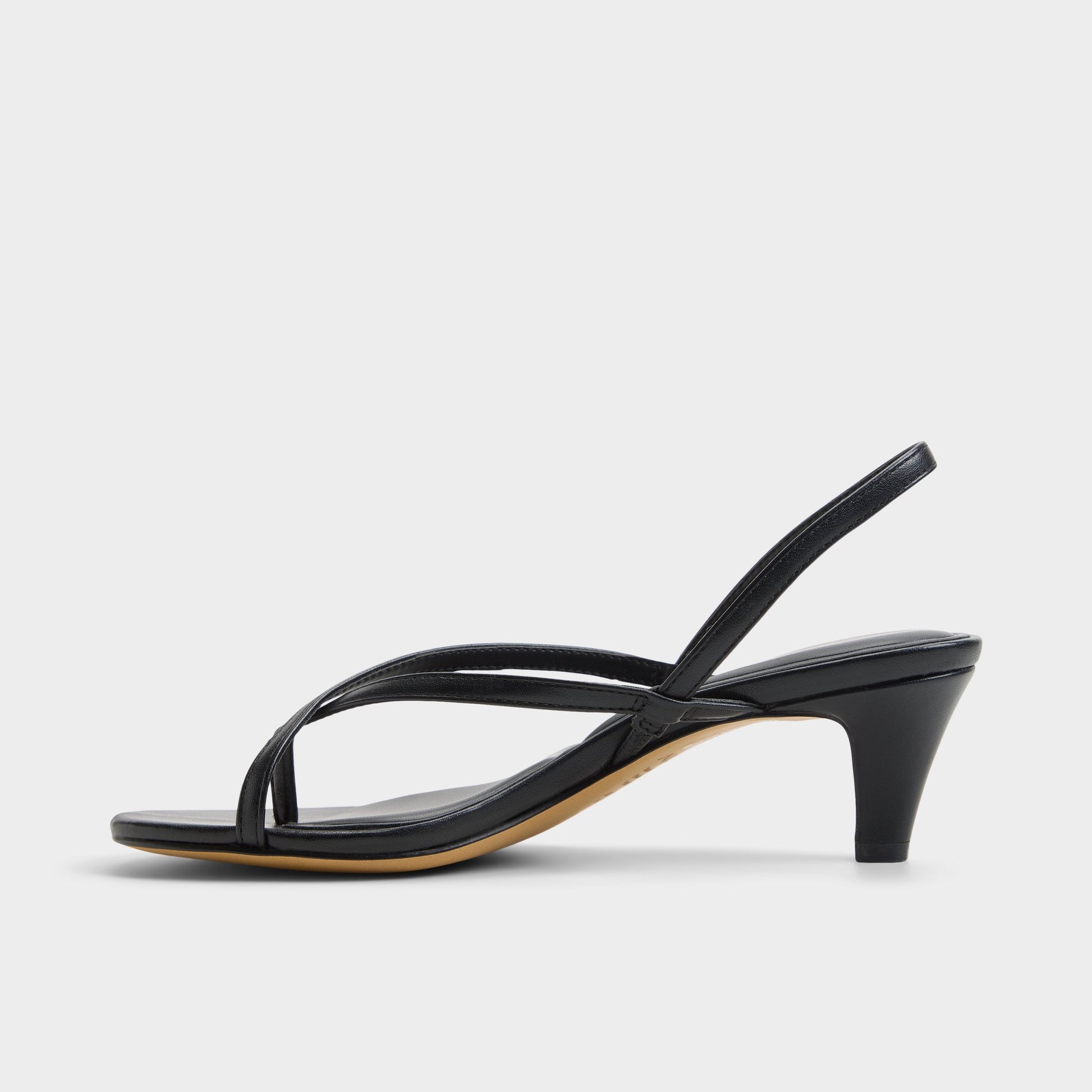 Side view of Black Lioria Slingback kitten heel sandal