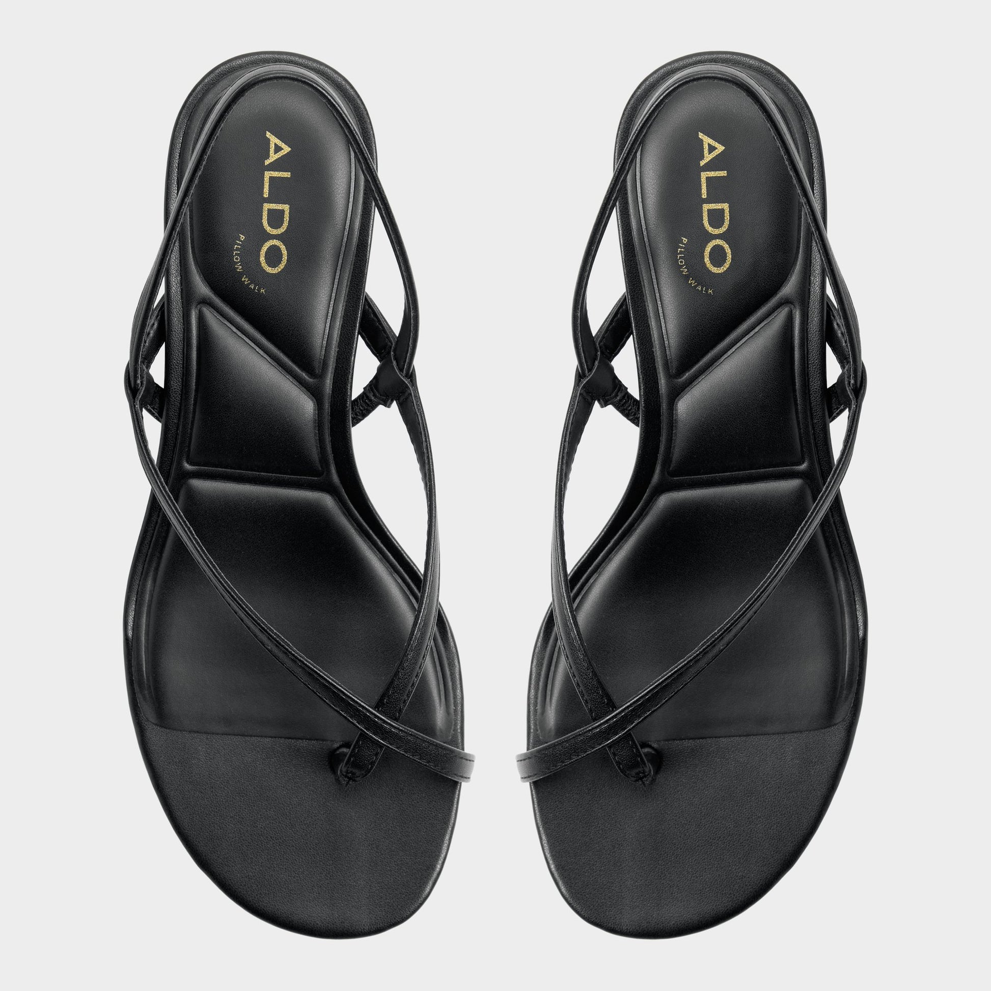 Top-down view of the Black Lioria Slingback kitten heel sandal