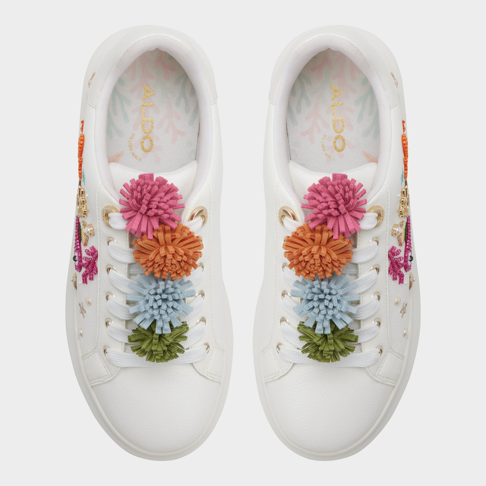 Top-down view of the White combo Underthesea Platform sneaker