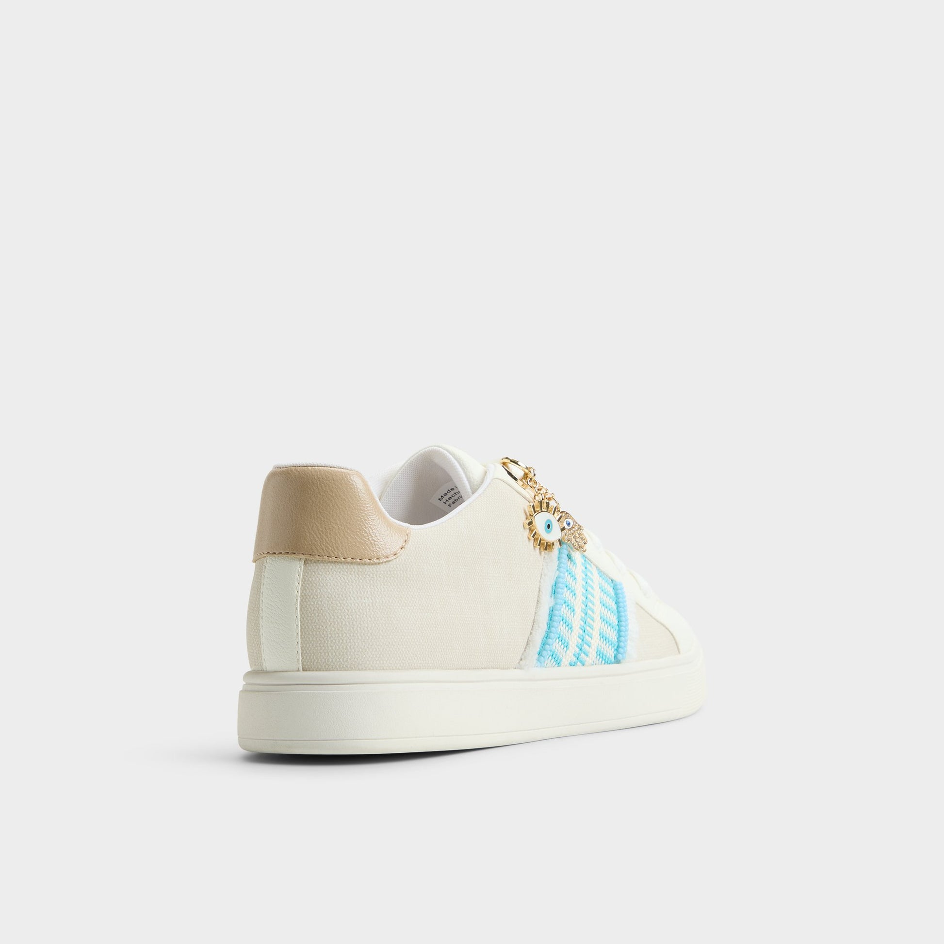 Three-quarter angle of White/blue Palazzi Low top sneaker's back side