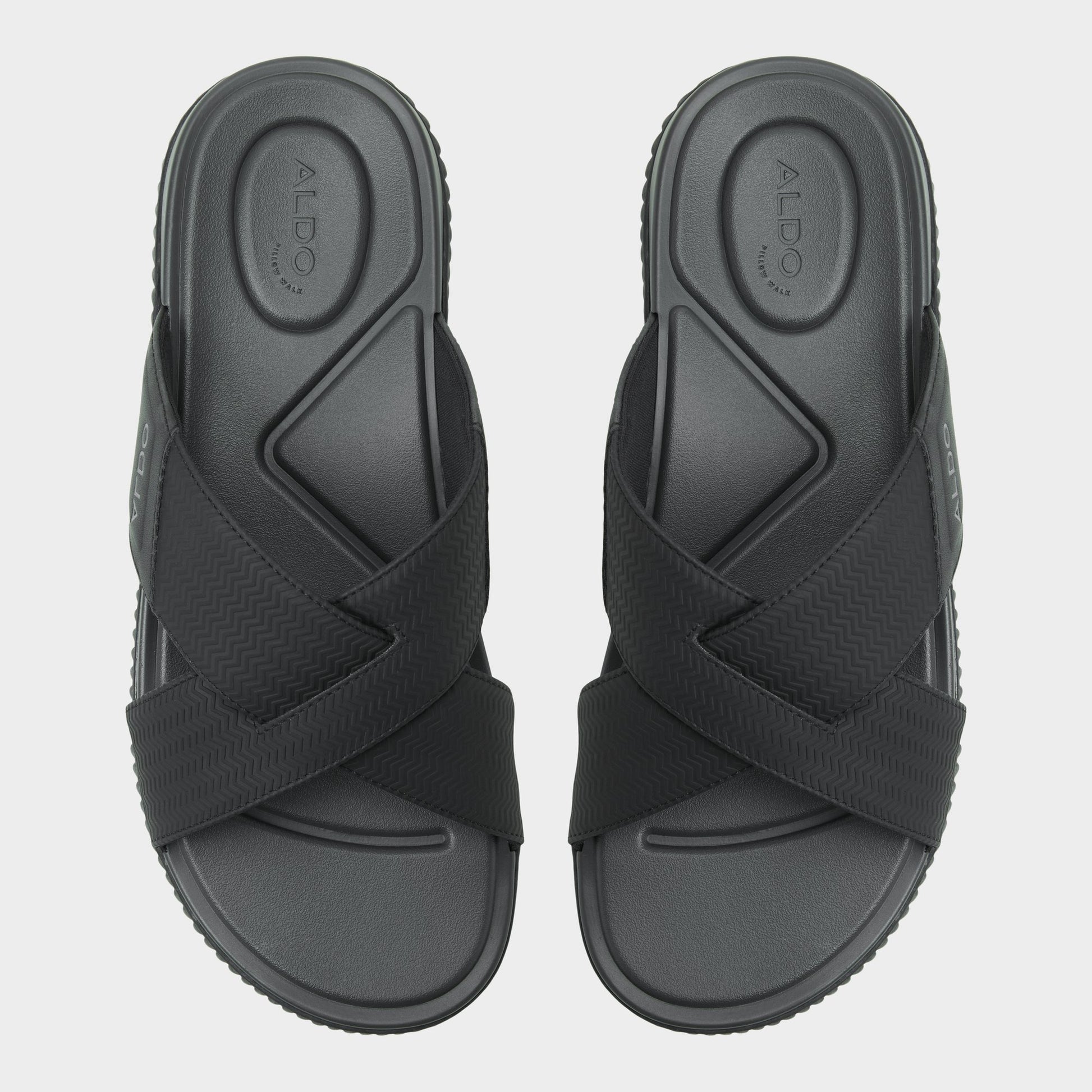 Top-down view of the Black Valmar Slide sandal