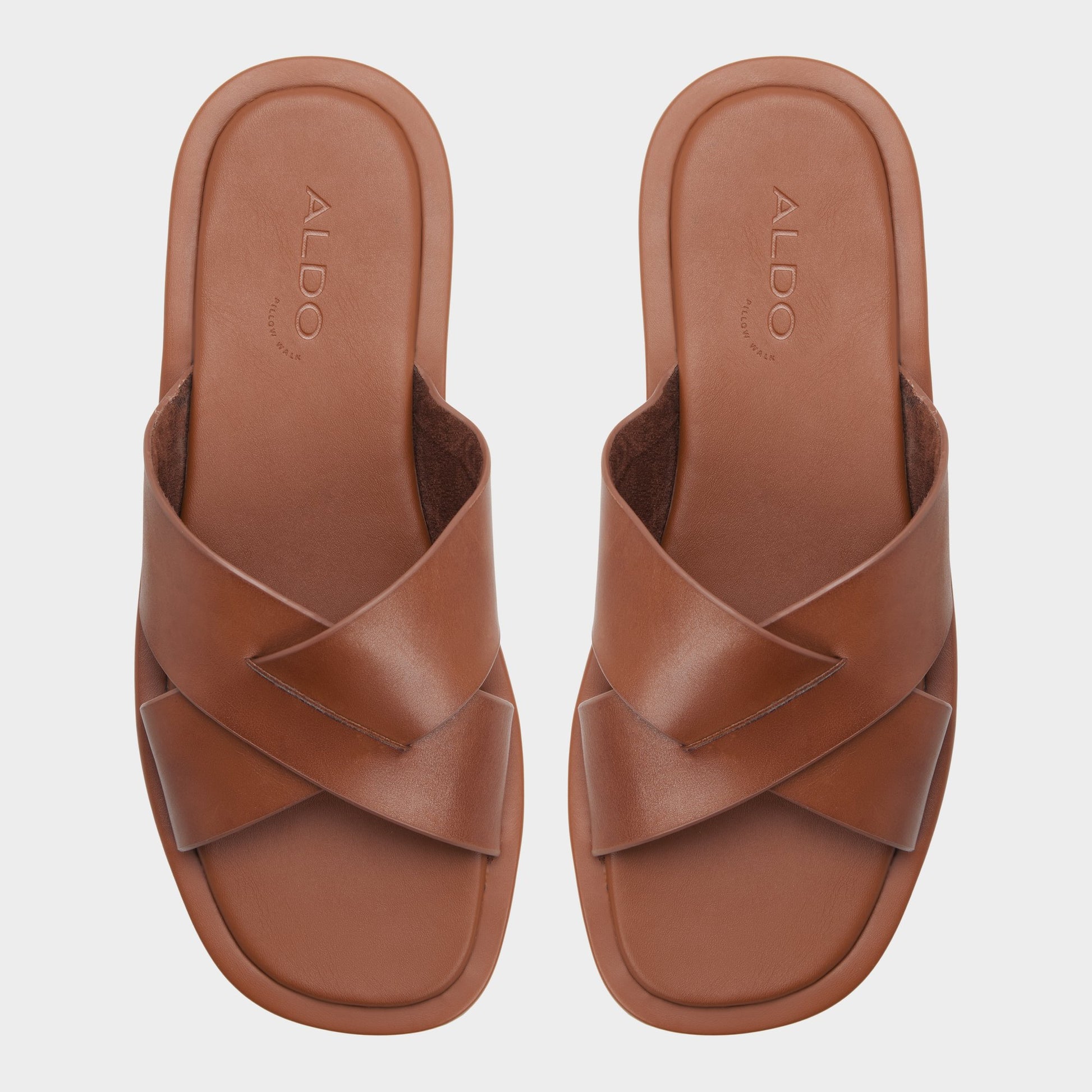Top-down view of the Cognac Emris Slide sandal