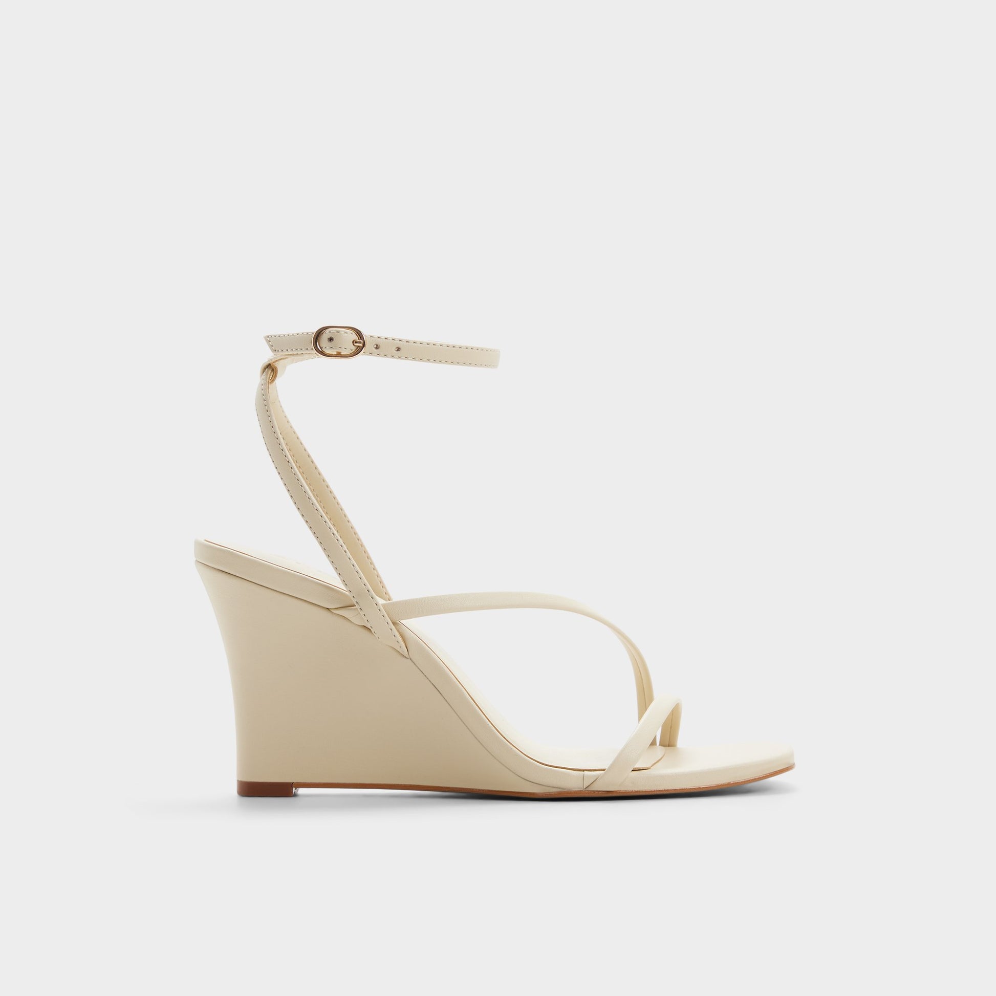 Main View of Cream Lineria Strappy wedge sandal for Womens