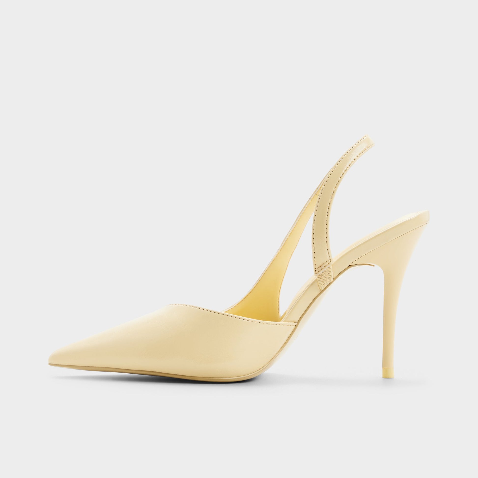 Side view of Light yellow Amilie Slingback high heel