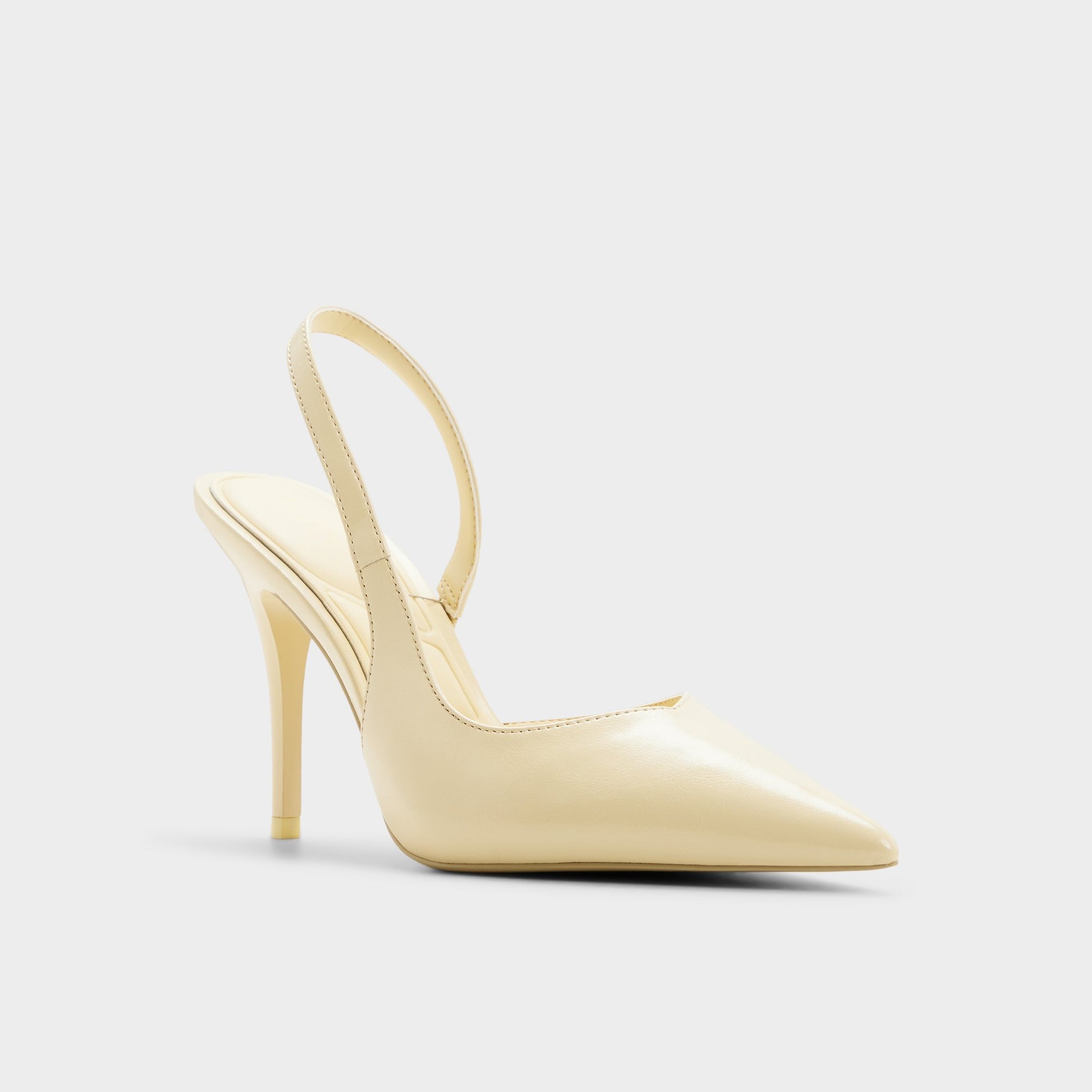 Three-quarter angle of Light yellow Amilie Slingback high heel's front side