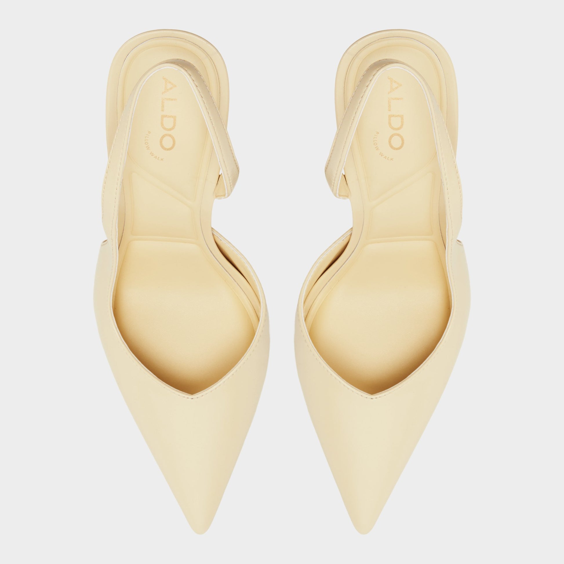 Top-down view of the Light yellow Amilie Slingback high heel