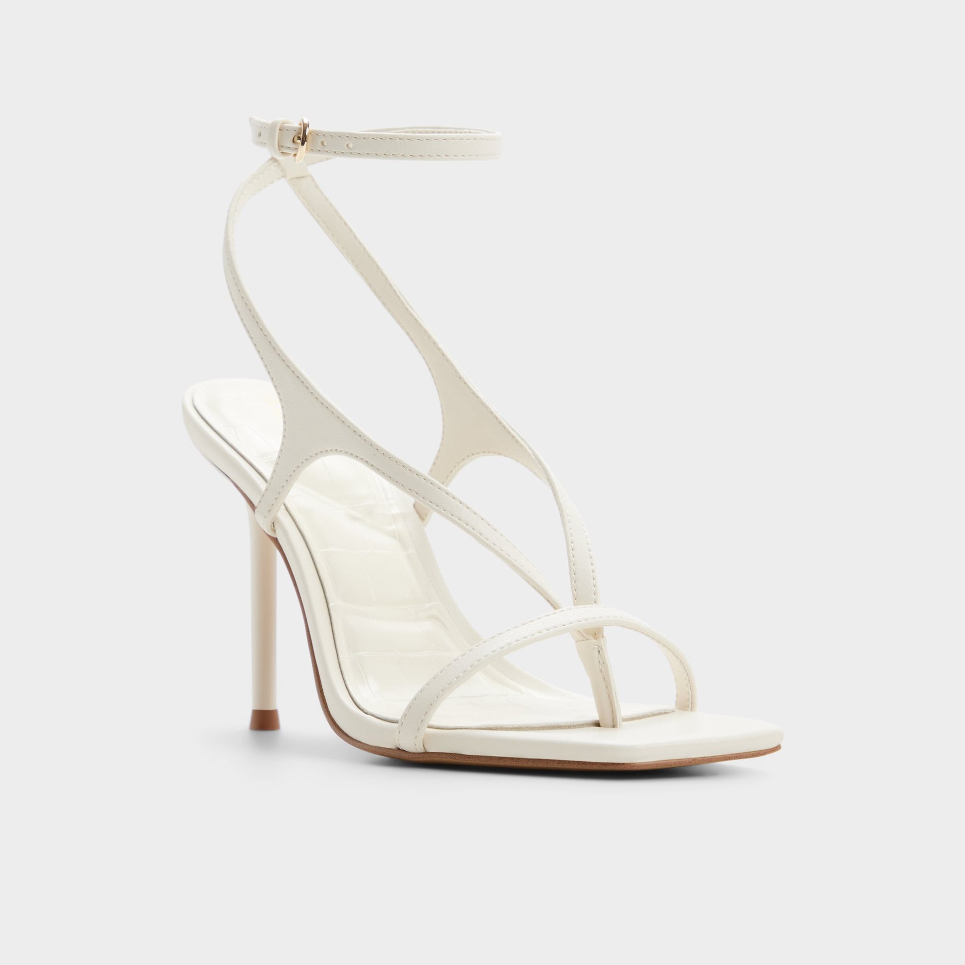 Three-quarter angle of Other white Sparks Strappy heeled sandal's front side
