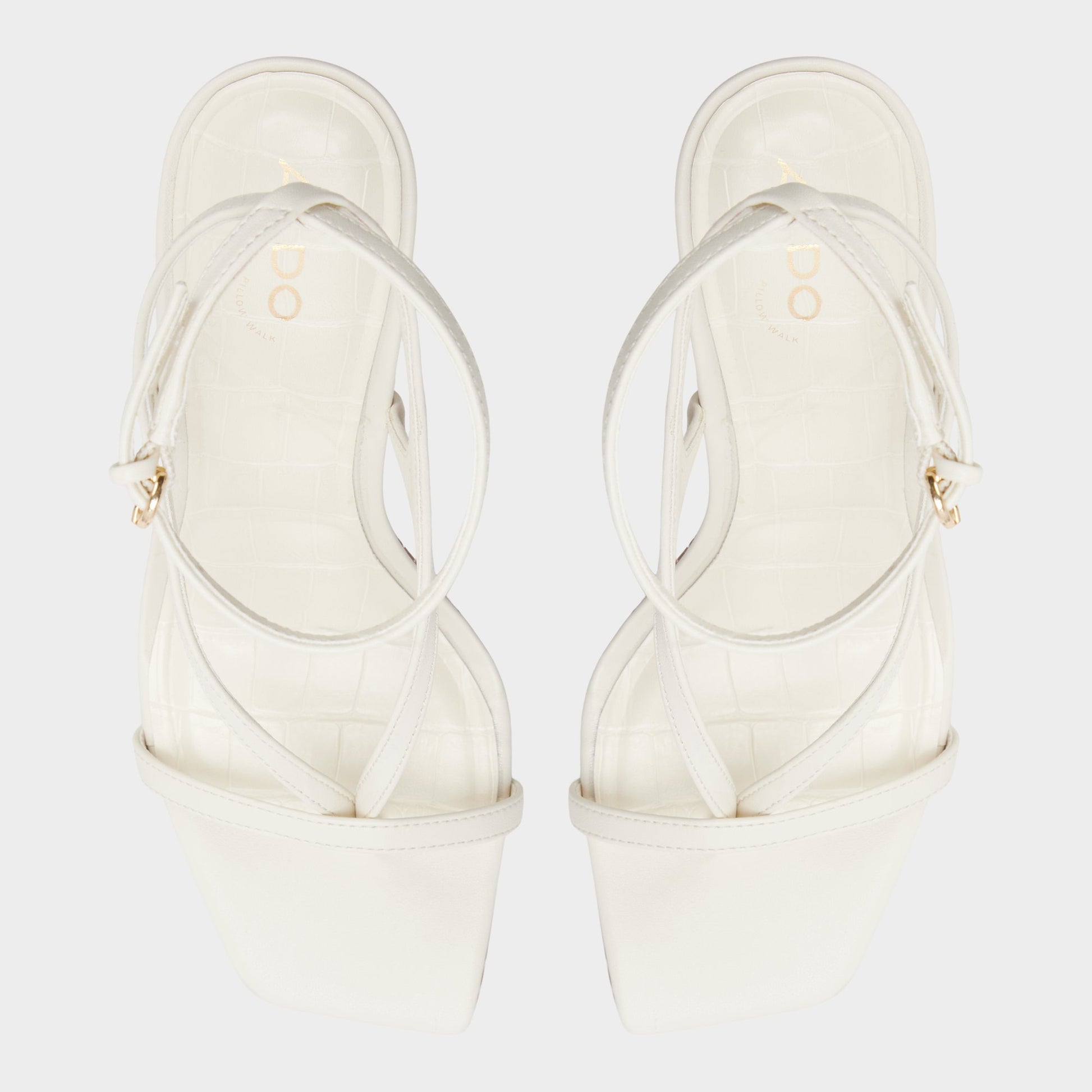 Top-down view of the Other white Sparks Strappy heeled sandal