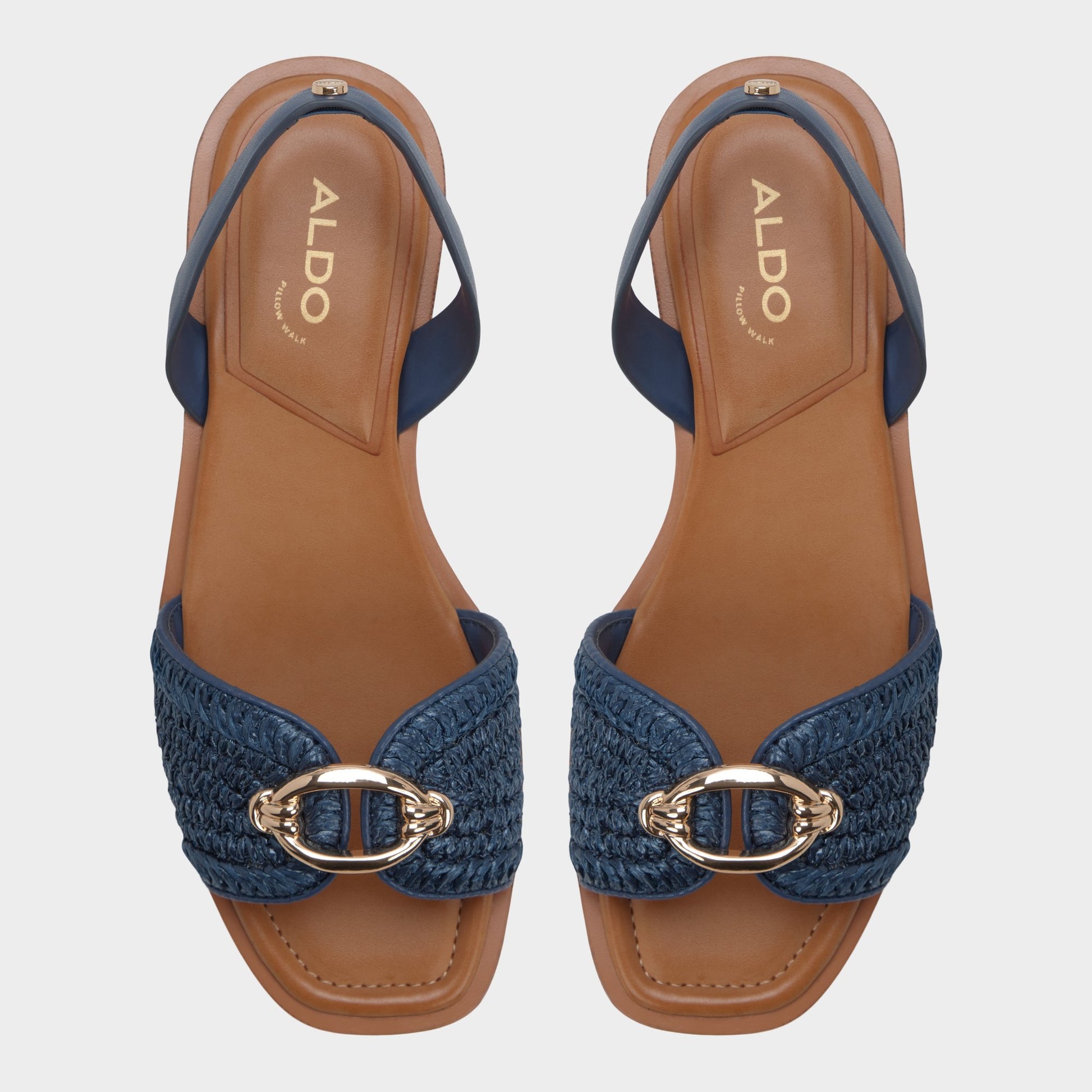 Top-down view of the Navy Calelian Flat sandal