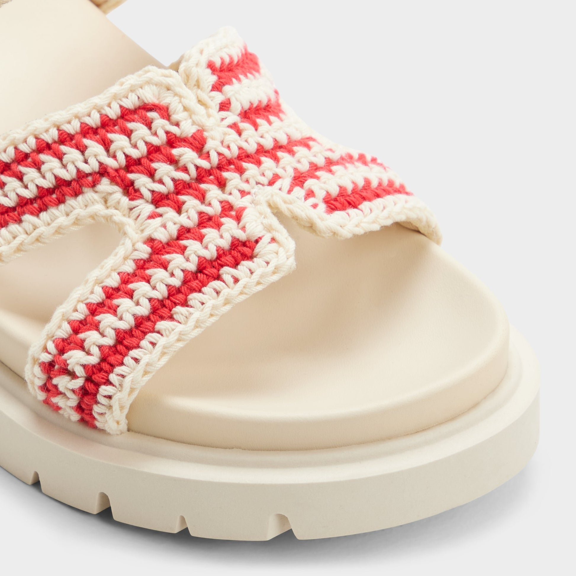 Close-up of the Red multi Marys Footbed sandal