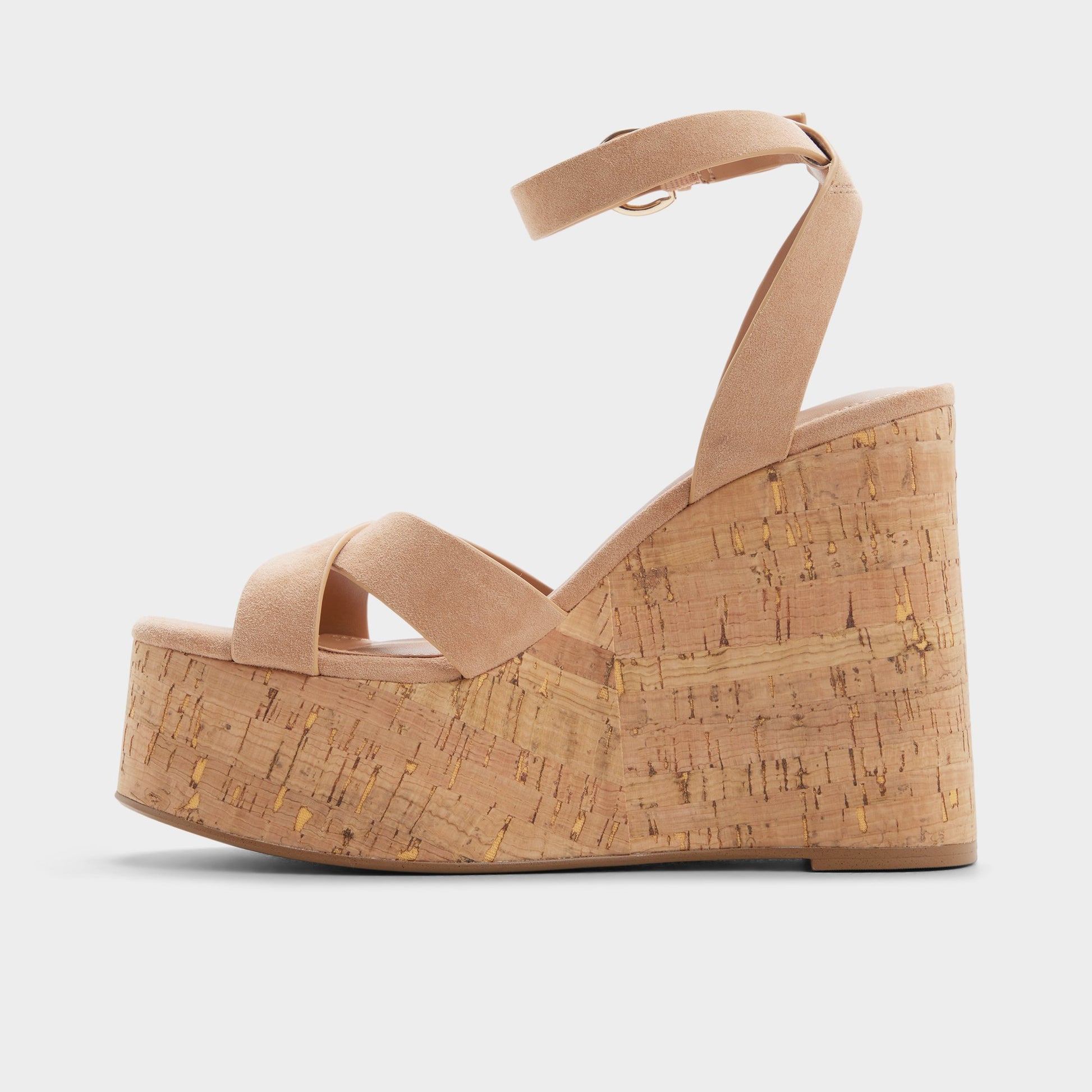 Side view of Medium brown Gabriana Wedge sandal