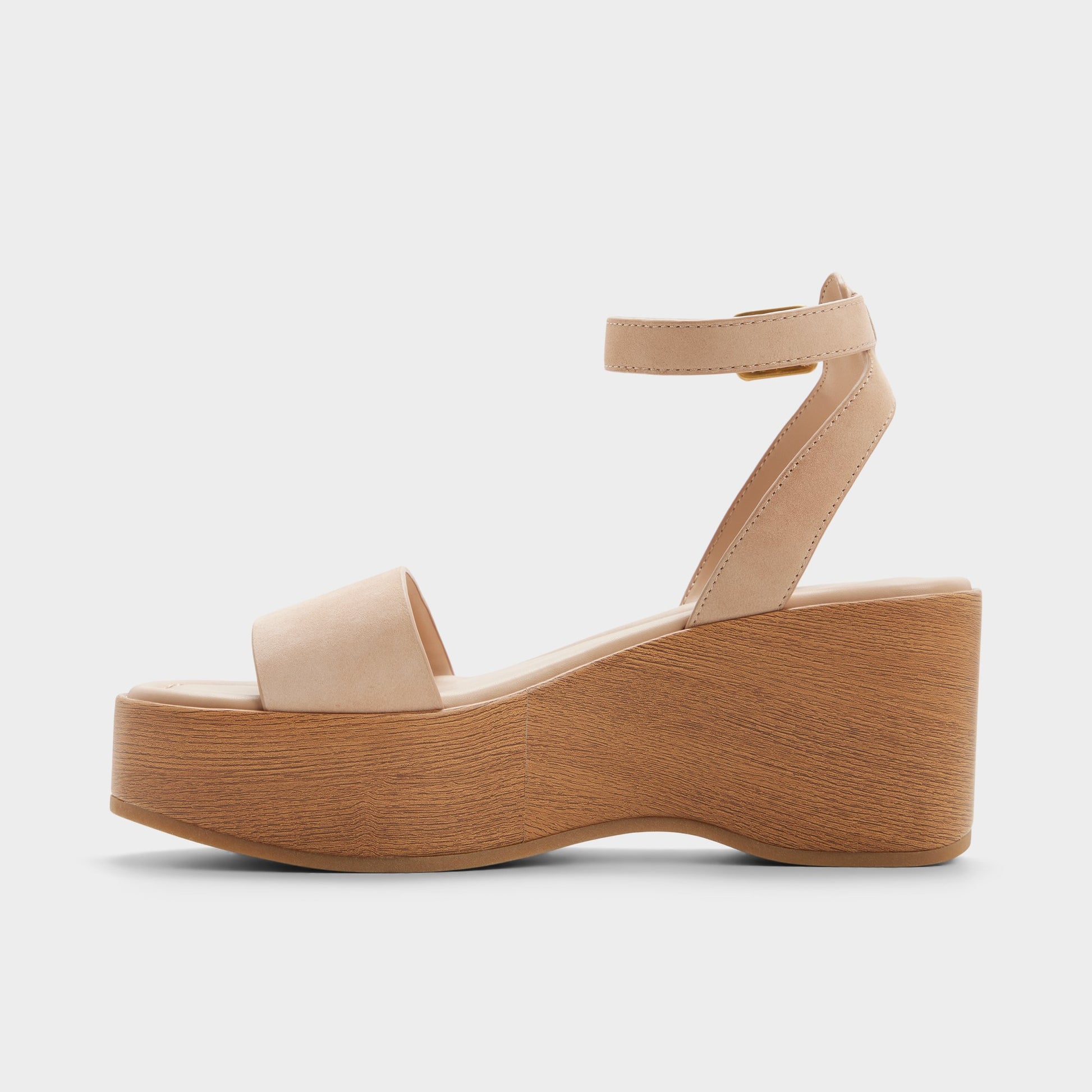 Side view of Beige Oneiwin Wedge sandal