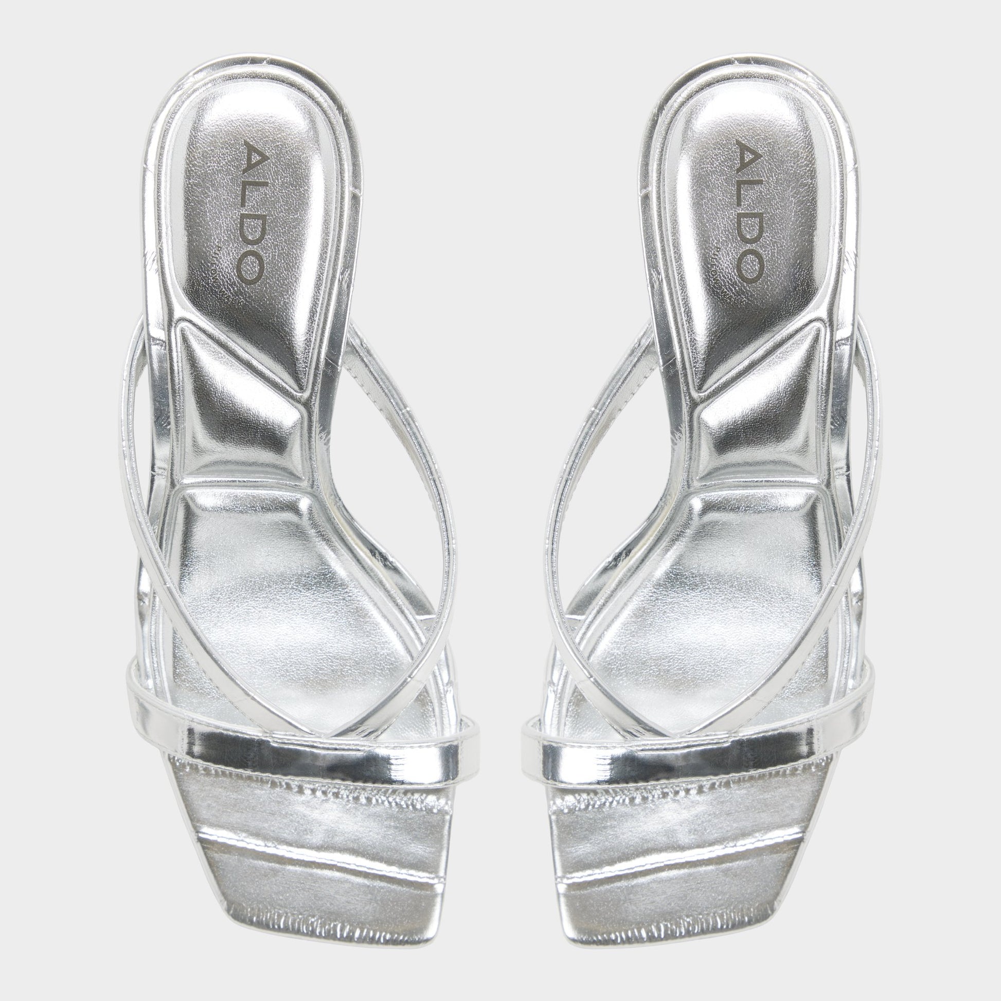 Top-down view of the Silver Enalen Heeled mule