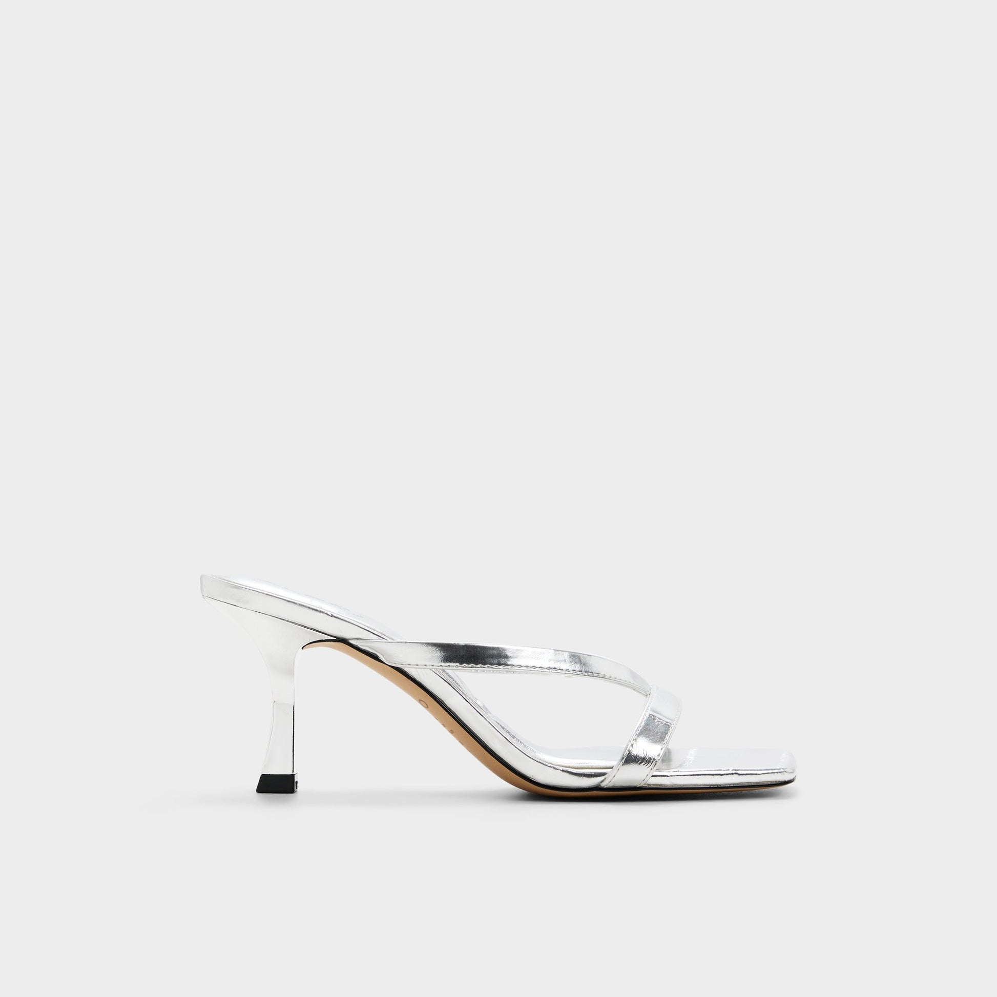 Main View of Silver Enalen Heeled mule for Womens