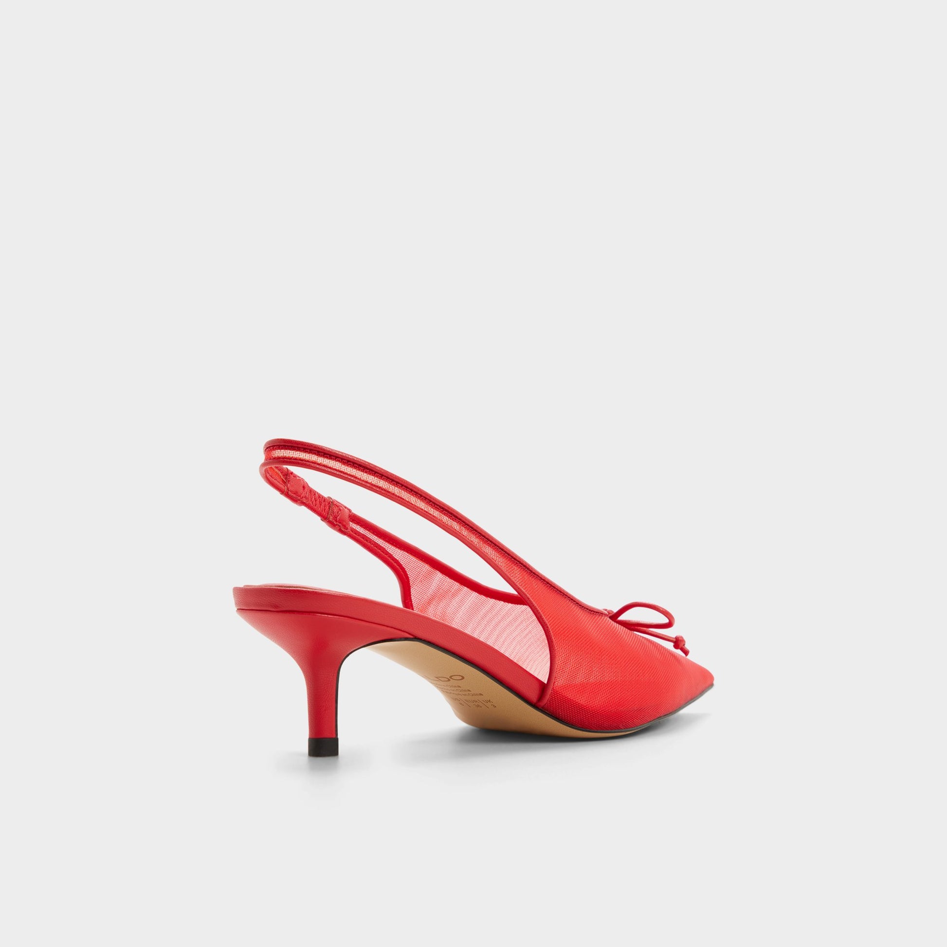 Three-quarter angle of Bright red Hyacinthe Slingback high heel's back side