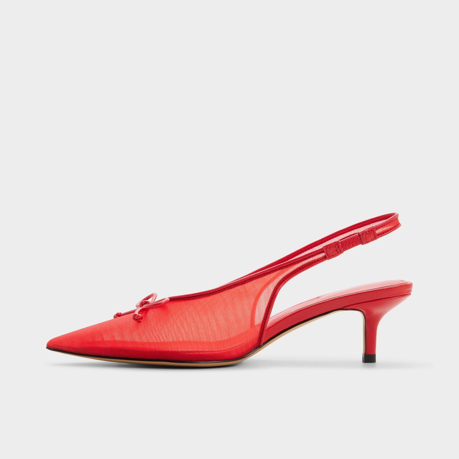 Side view of Bright red Hyacinthe Slingback high heel
