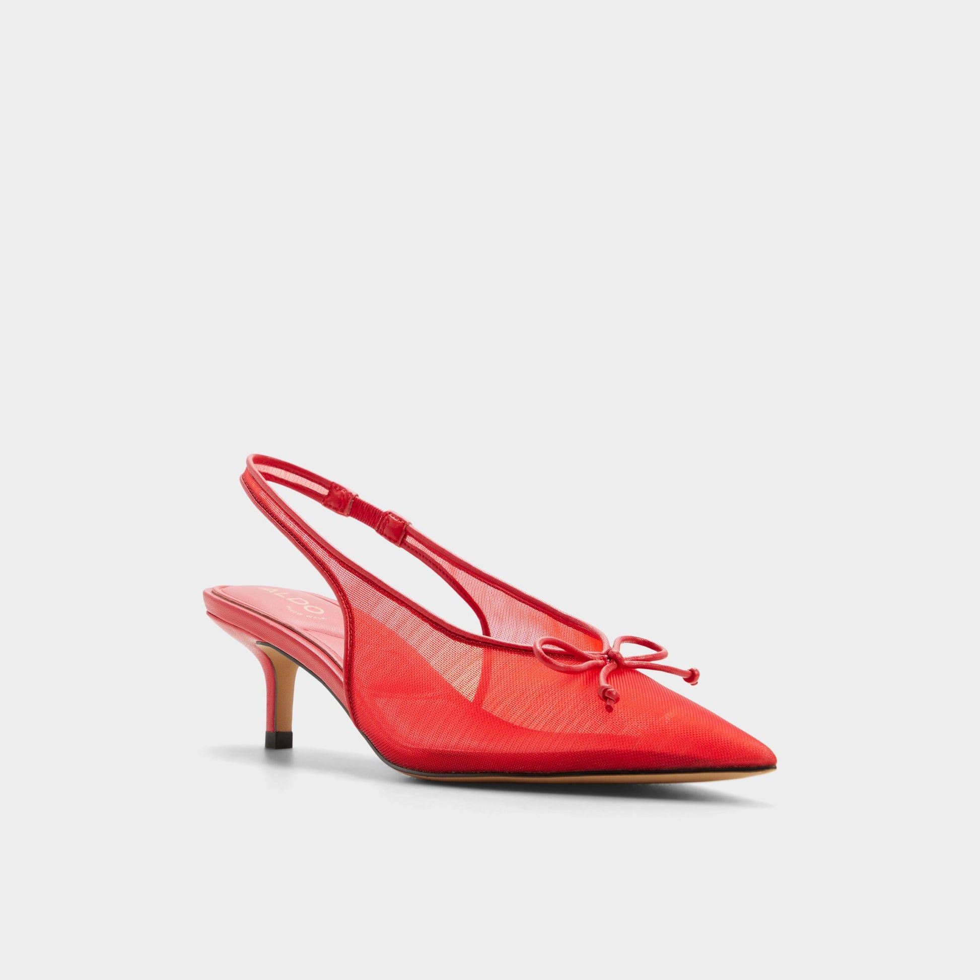Three-quarter angle of Bright red Hyacinthe Slingback high heel's front side