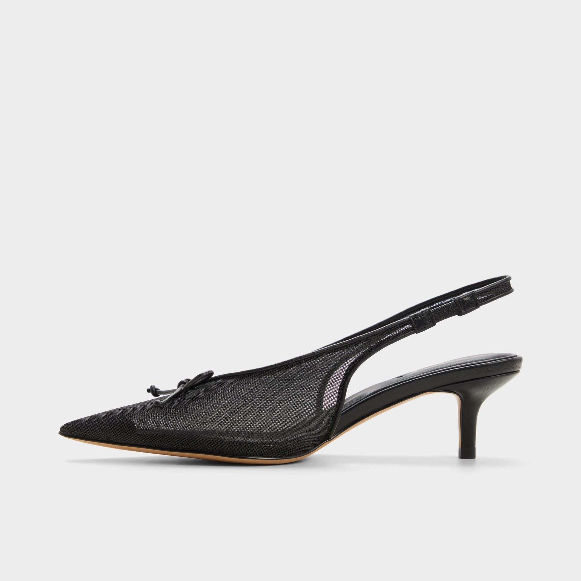 Side view of Black Hyacinthe Slingback high heel