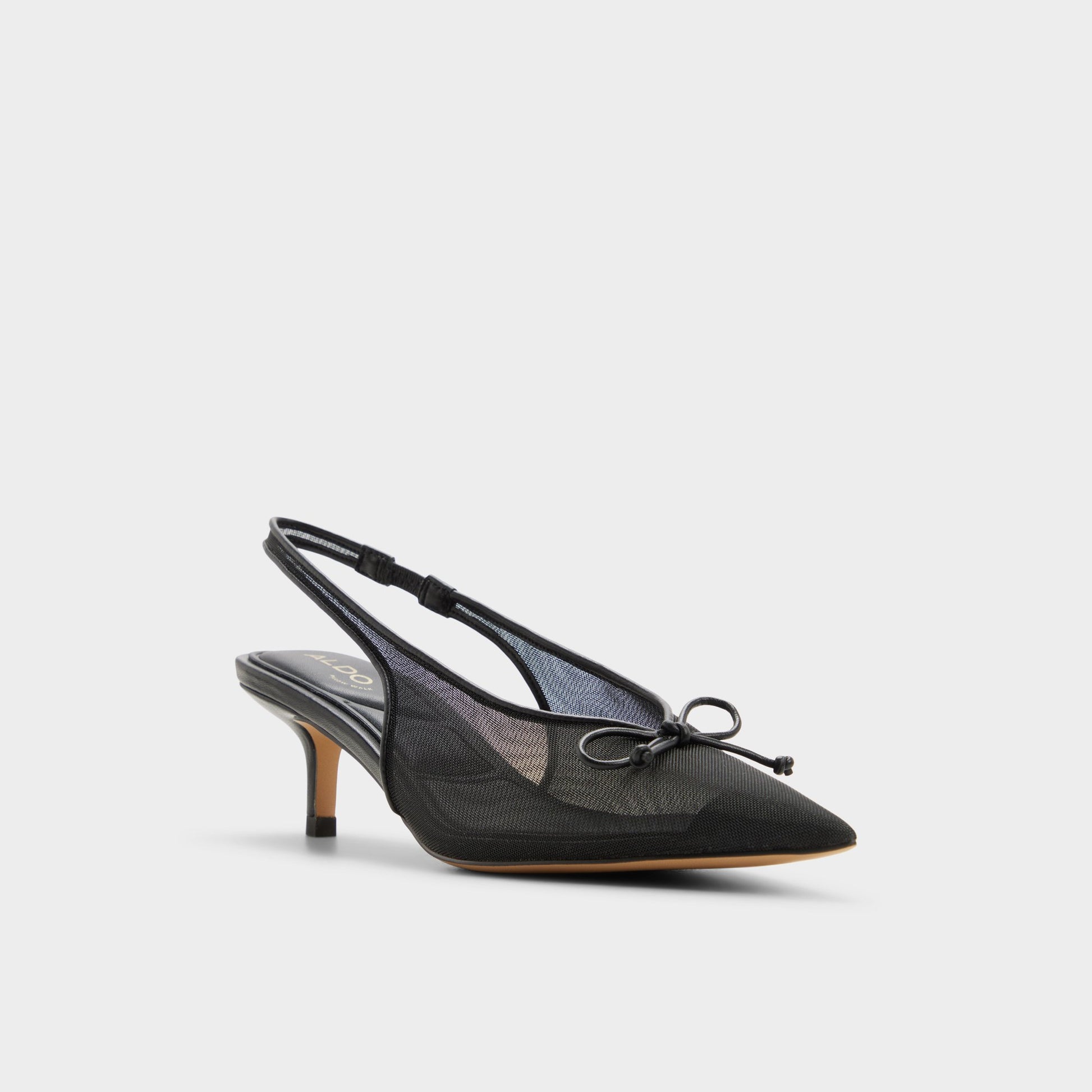 Three-quarter angle of Black Hyacinthe Slingback high heel's front side