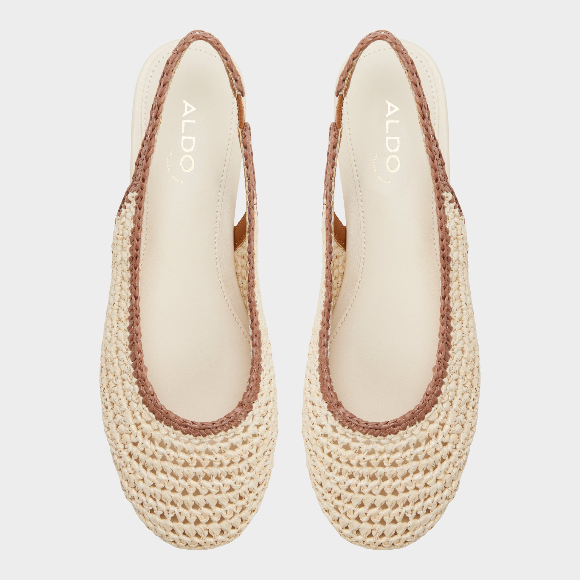 Top-down view of the Natural Droplet Slingback ballet flat