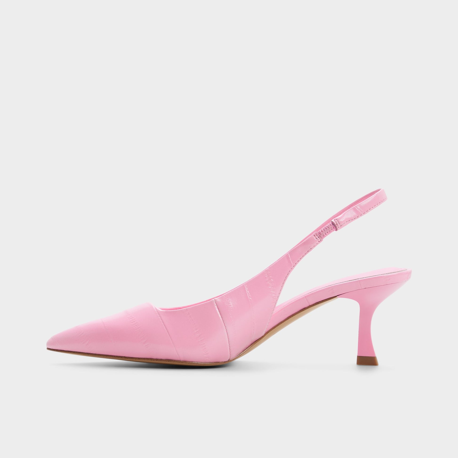 Side view of Medium pink Kiarrah Slingback high heel