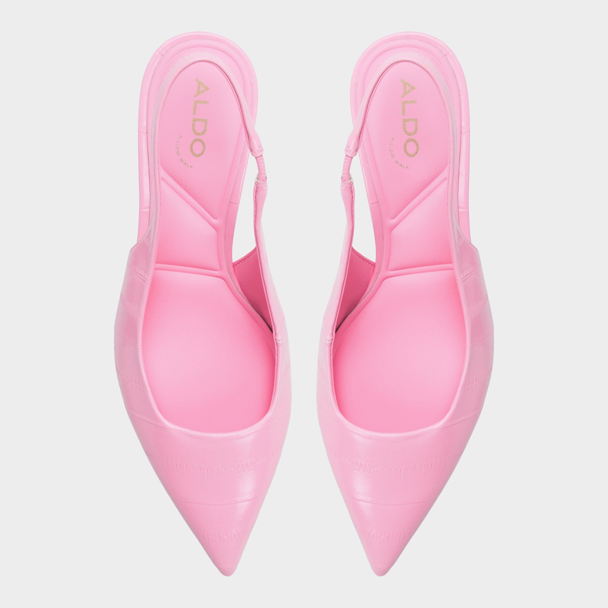 Top-down view of the Medium pink Kiarrah Slingback high heel