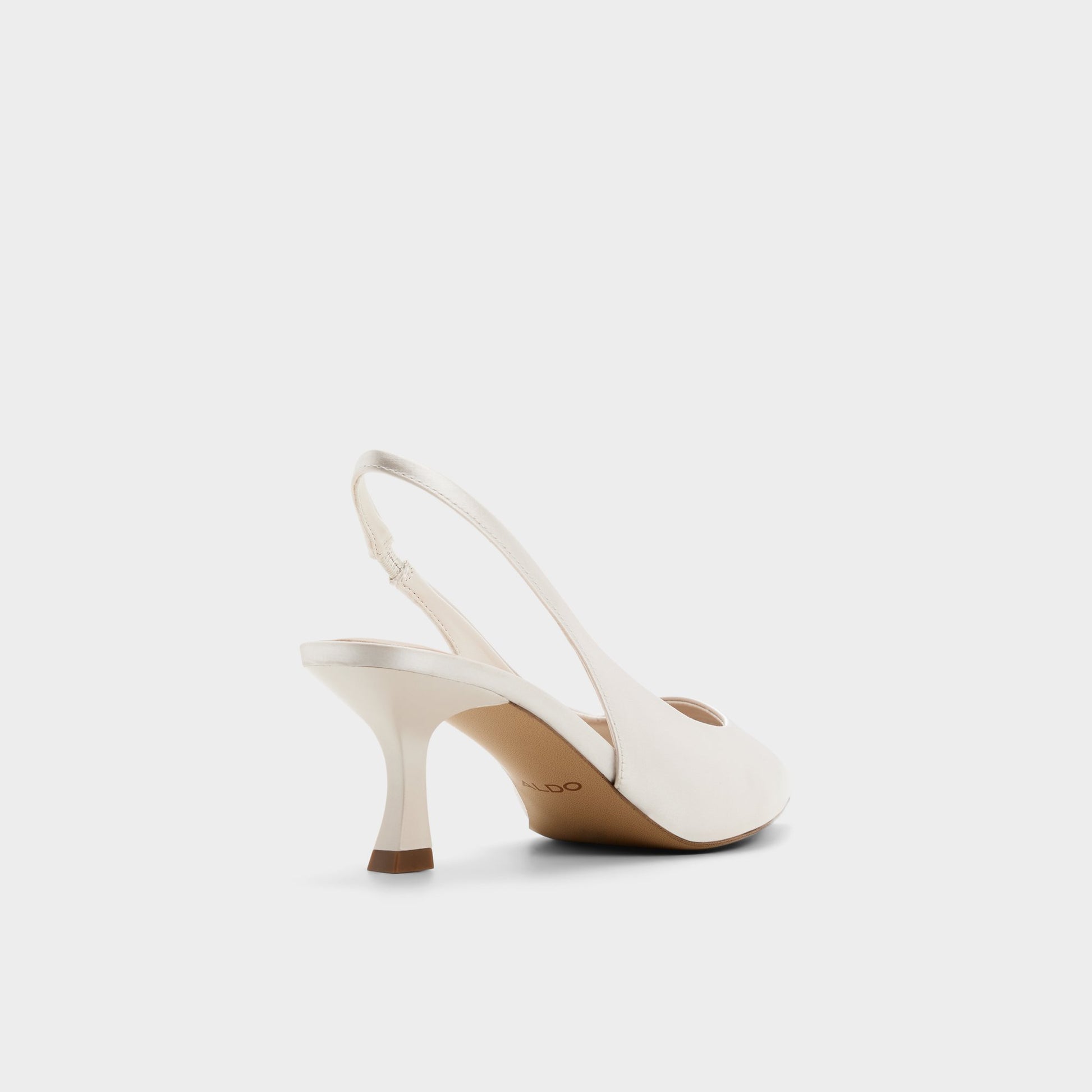 Three-quarter angle of Cream Kiarrah Slingback high heel's back side
