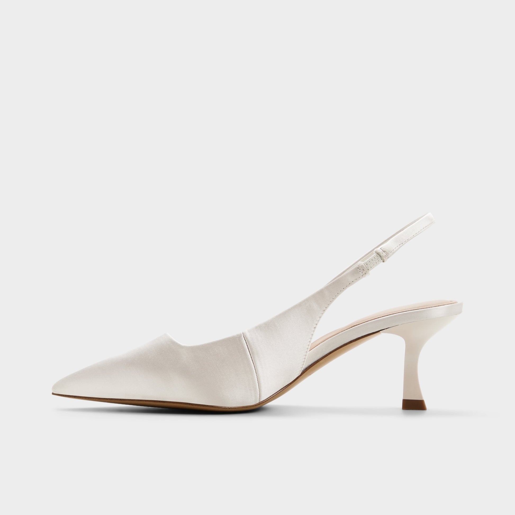 Side view of Cream Kiarrah Slingback high heel