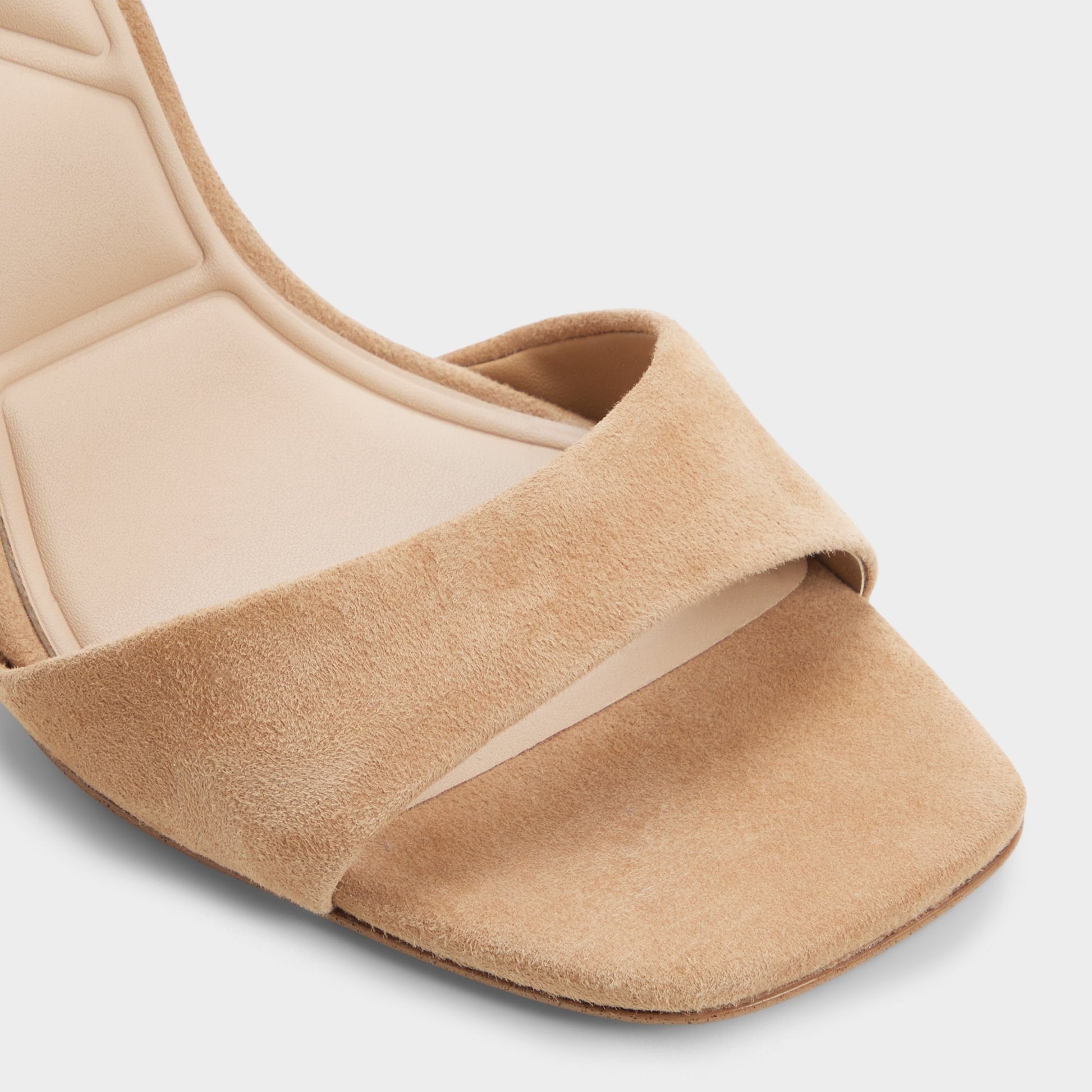 Close-up of the Medium brown Serenya Strappy heeled sandal