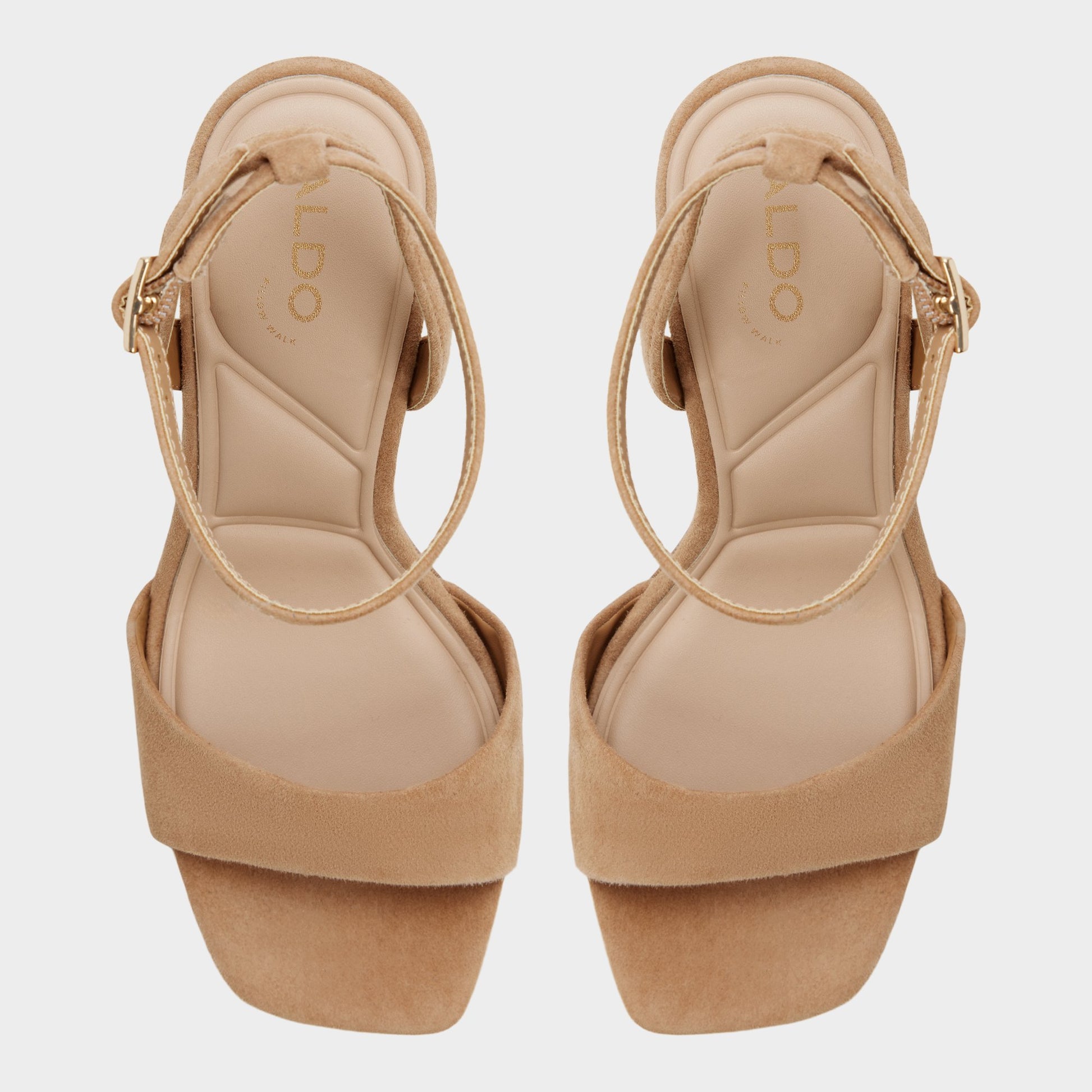 Top-down view of the Medium brown Serenya Strappy heeled sandal