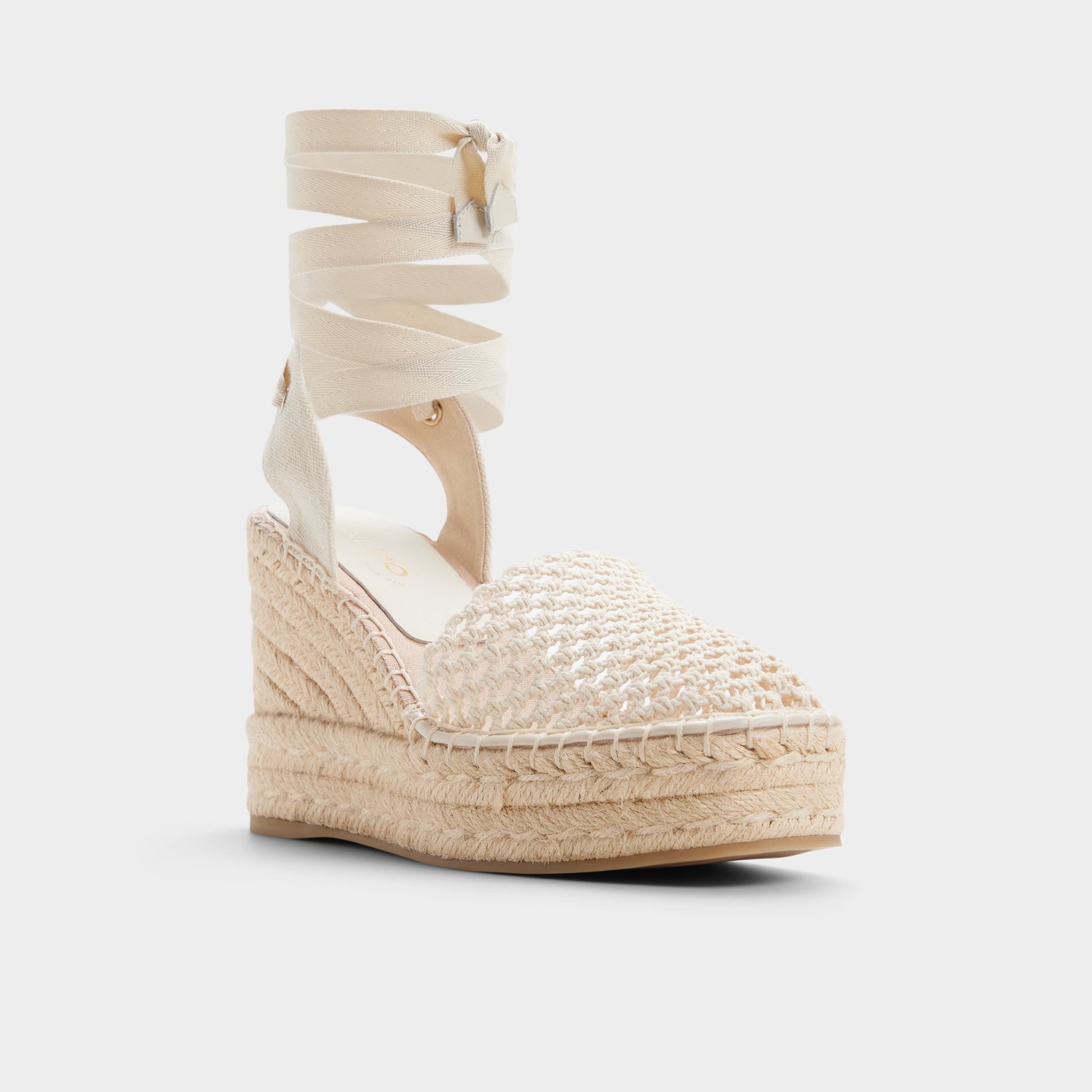 Three-quarter angle of Natural Thaylanna Espadrille's front side