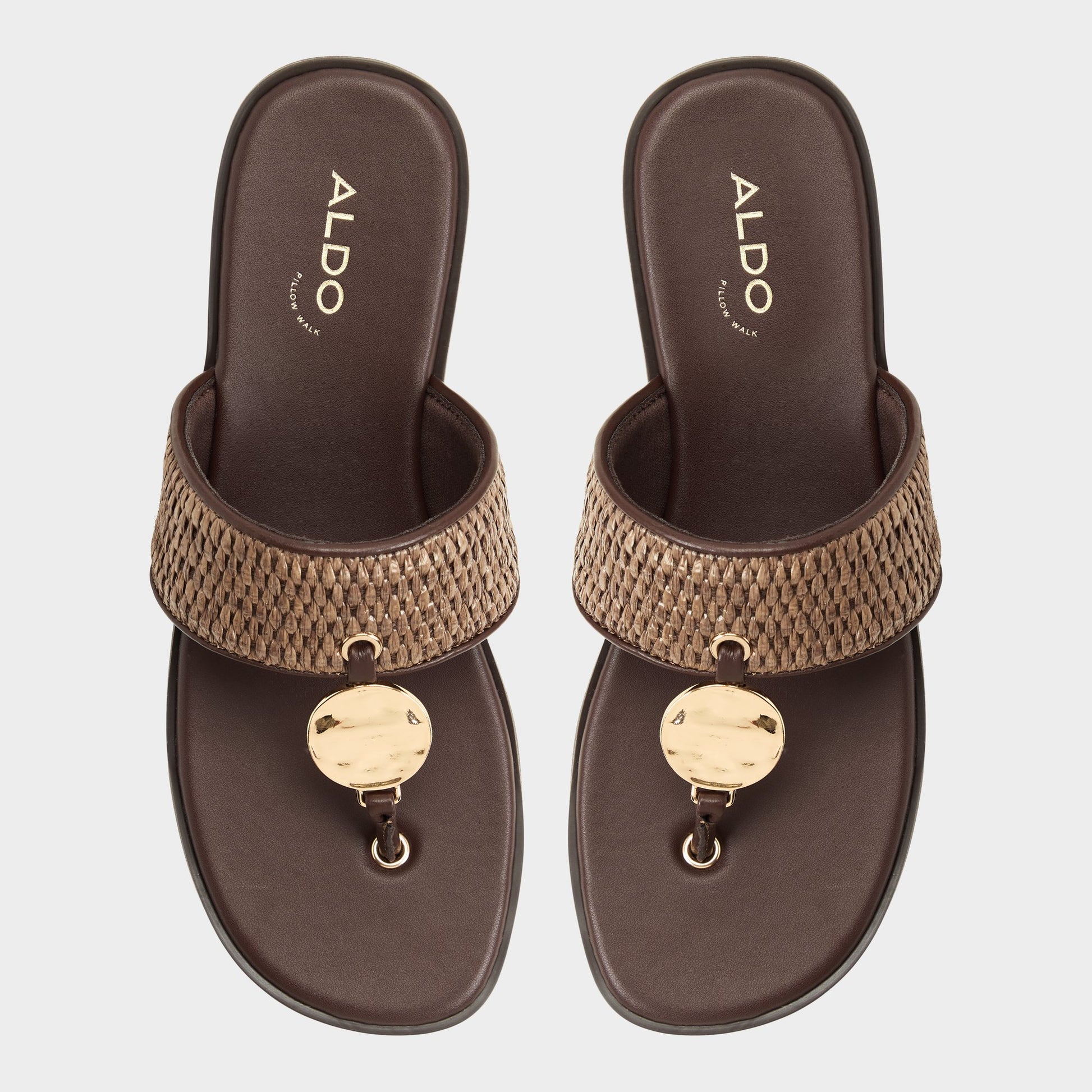 Top-down view of the Dark brown Trenala T-strap sandal